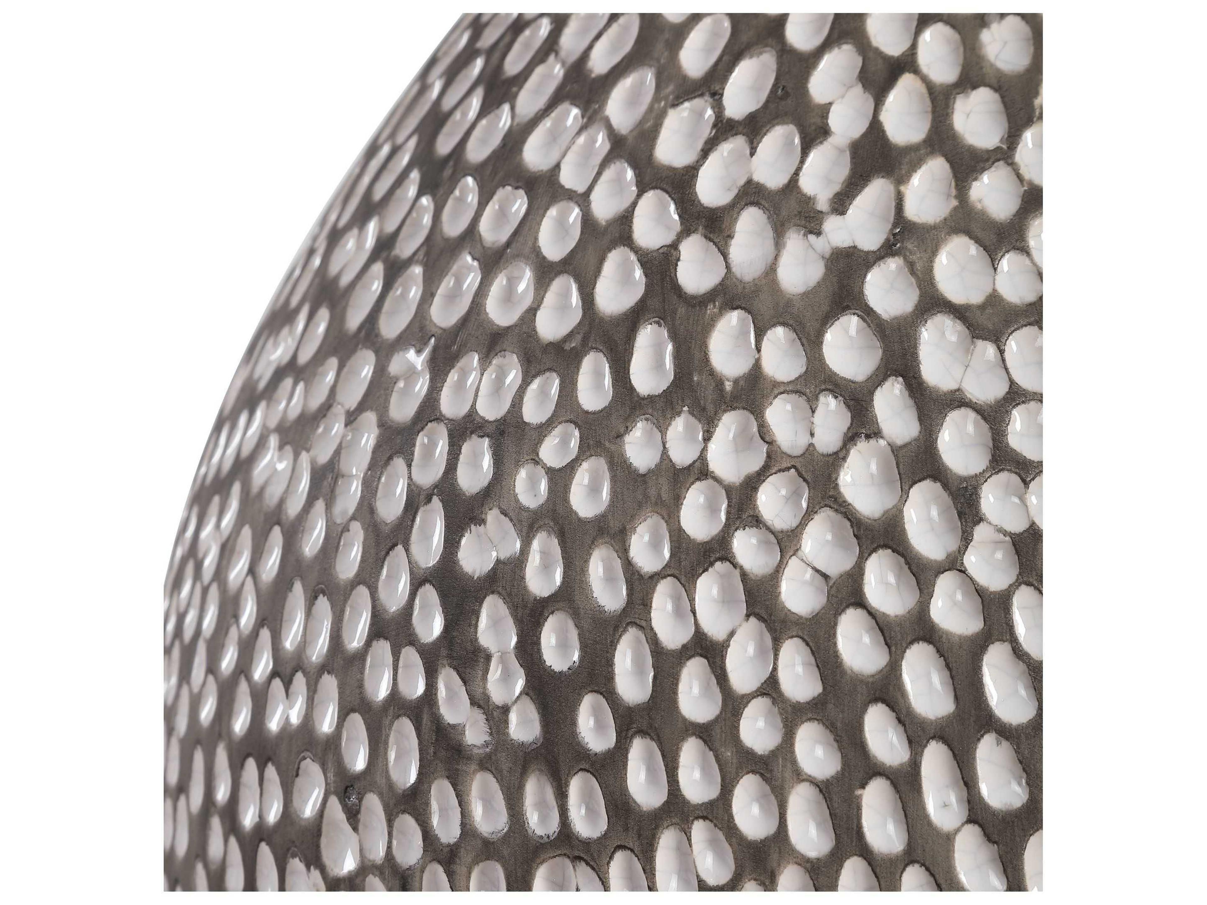 Uttermost Cyprien Rustic Gray Crackled Gloss White Round Drum Hardback Buffet Lamp