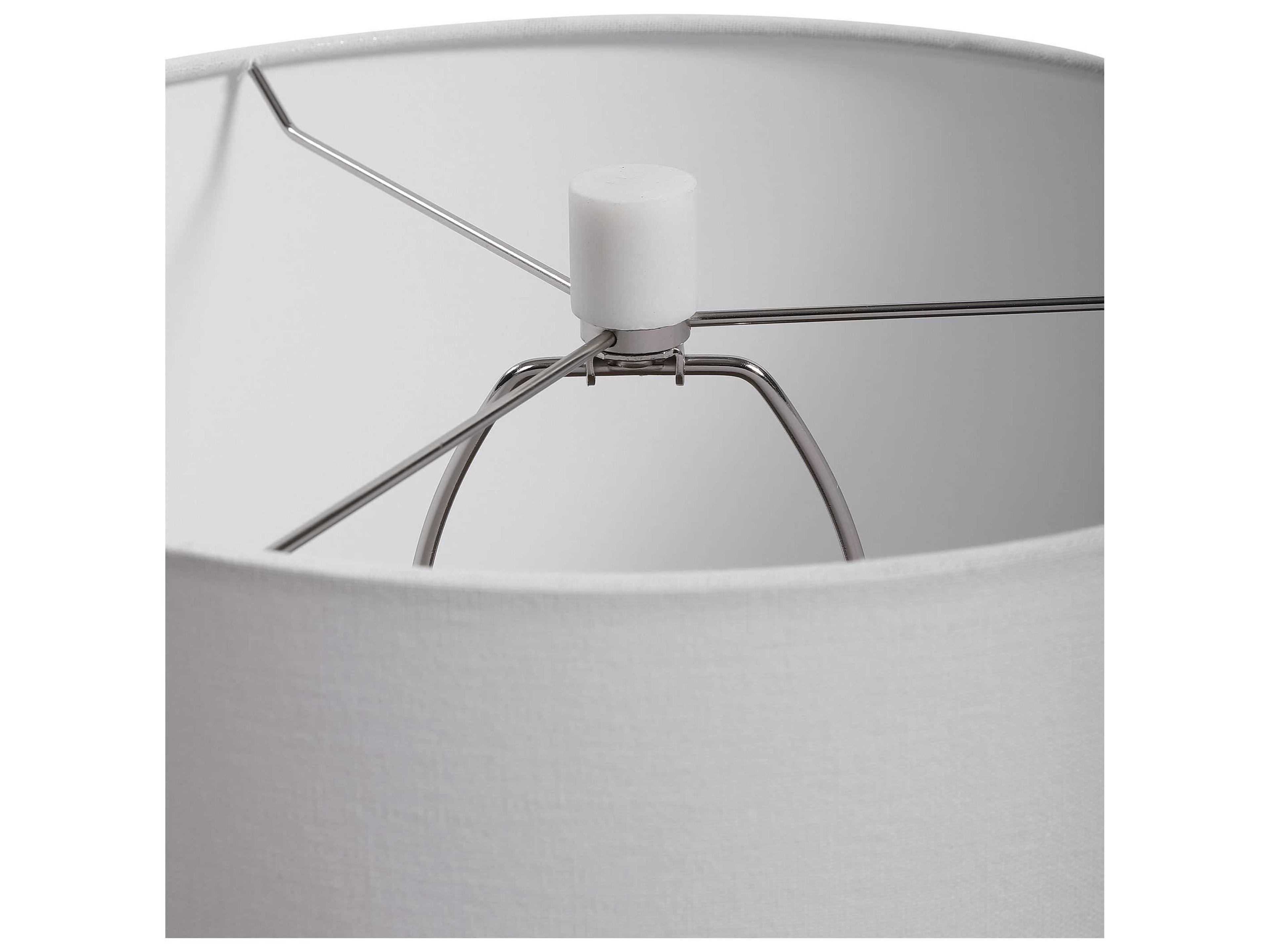 Uttermost Tanali Charcoal Polished White Round Drum Hardback Gray Buffet Lamp