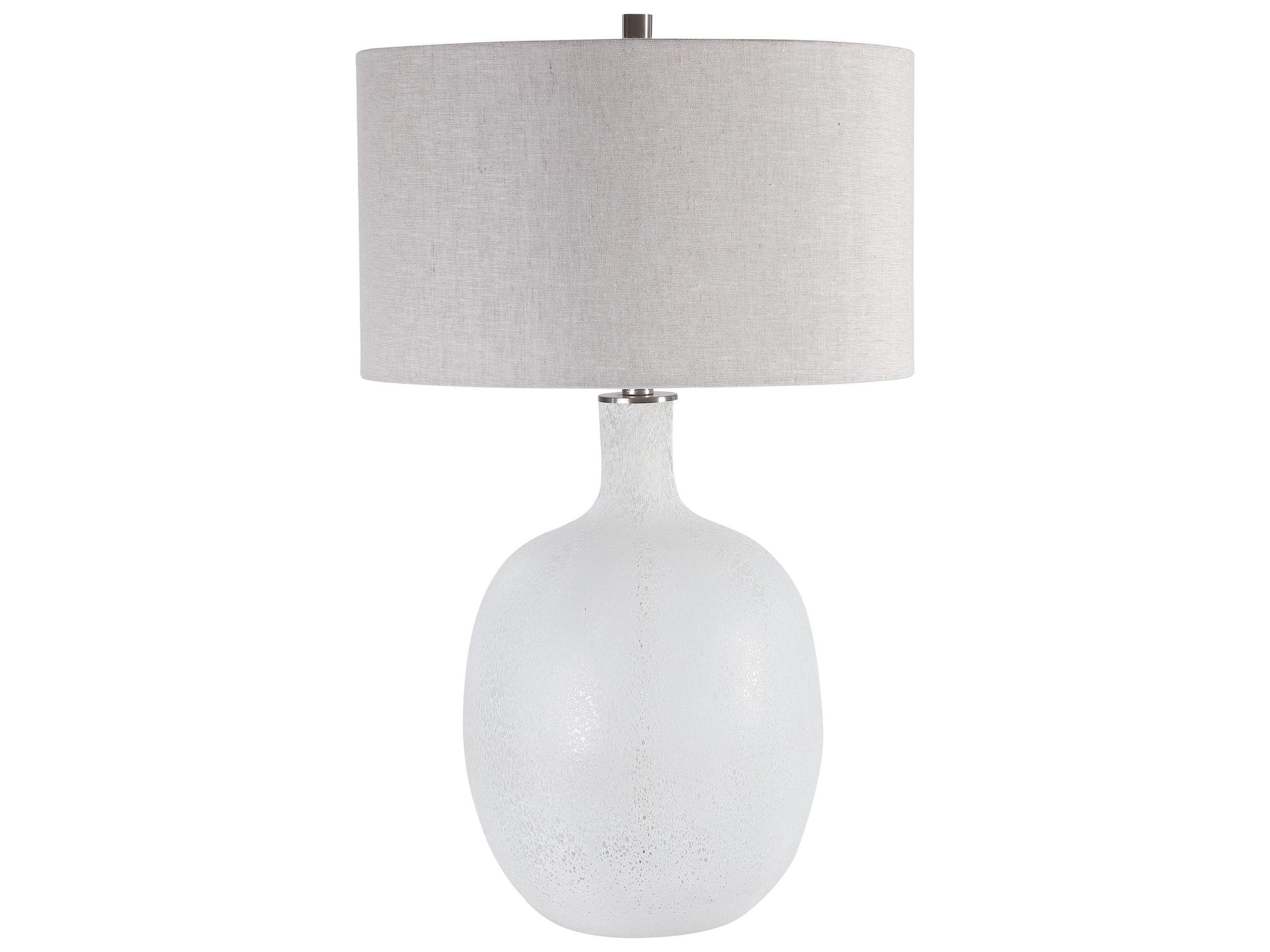 Uttermost Whiteout Glass Mottled Aged White Round Hardback Drum Buffet Lamp