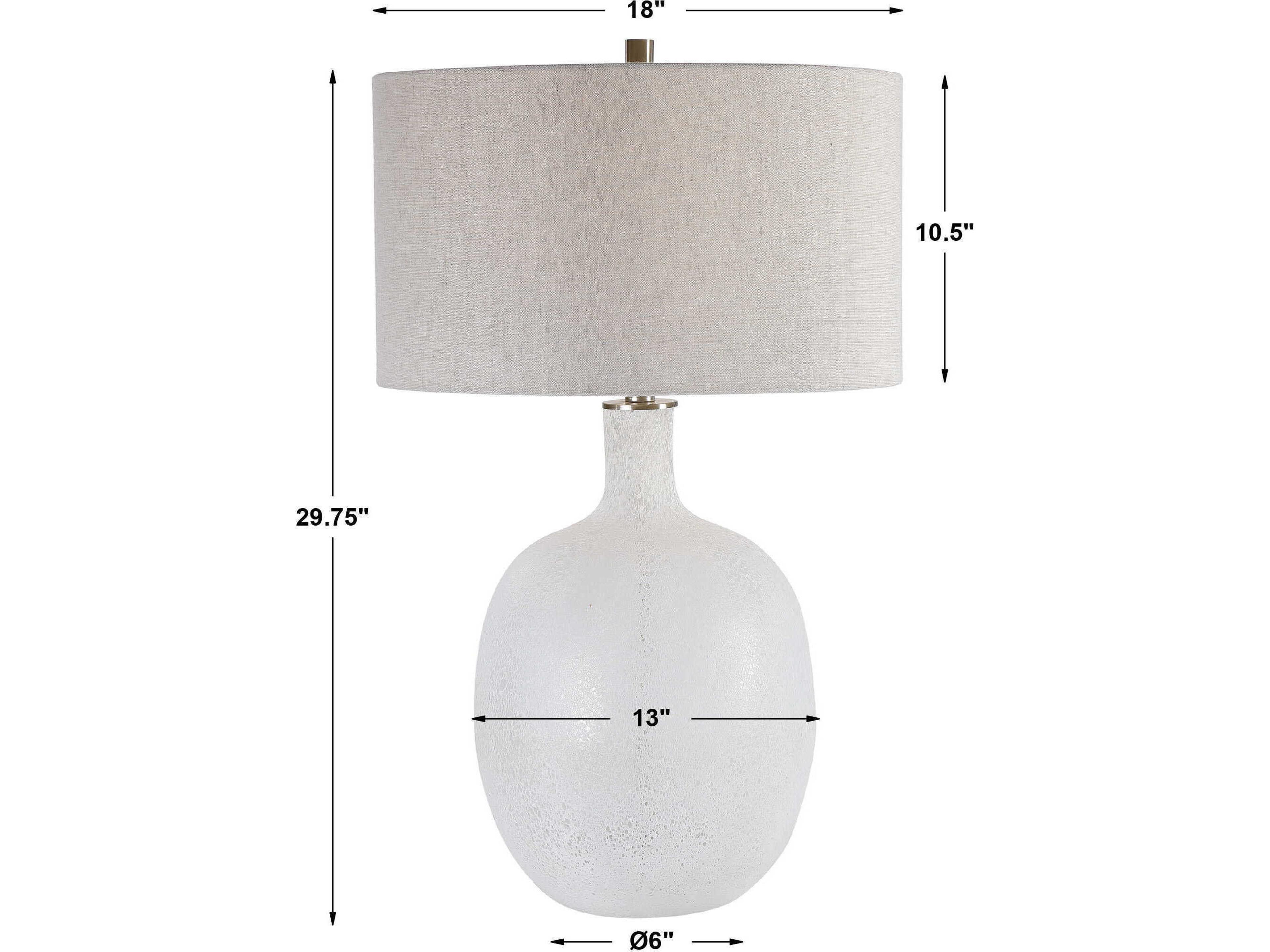 Uttermost Whiteout Glass Mottled Aged White Round Hardback Drum Buffet Lamp