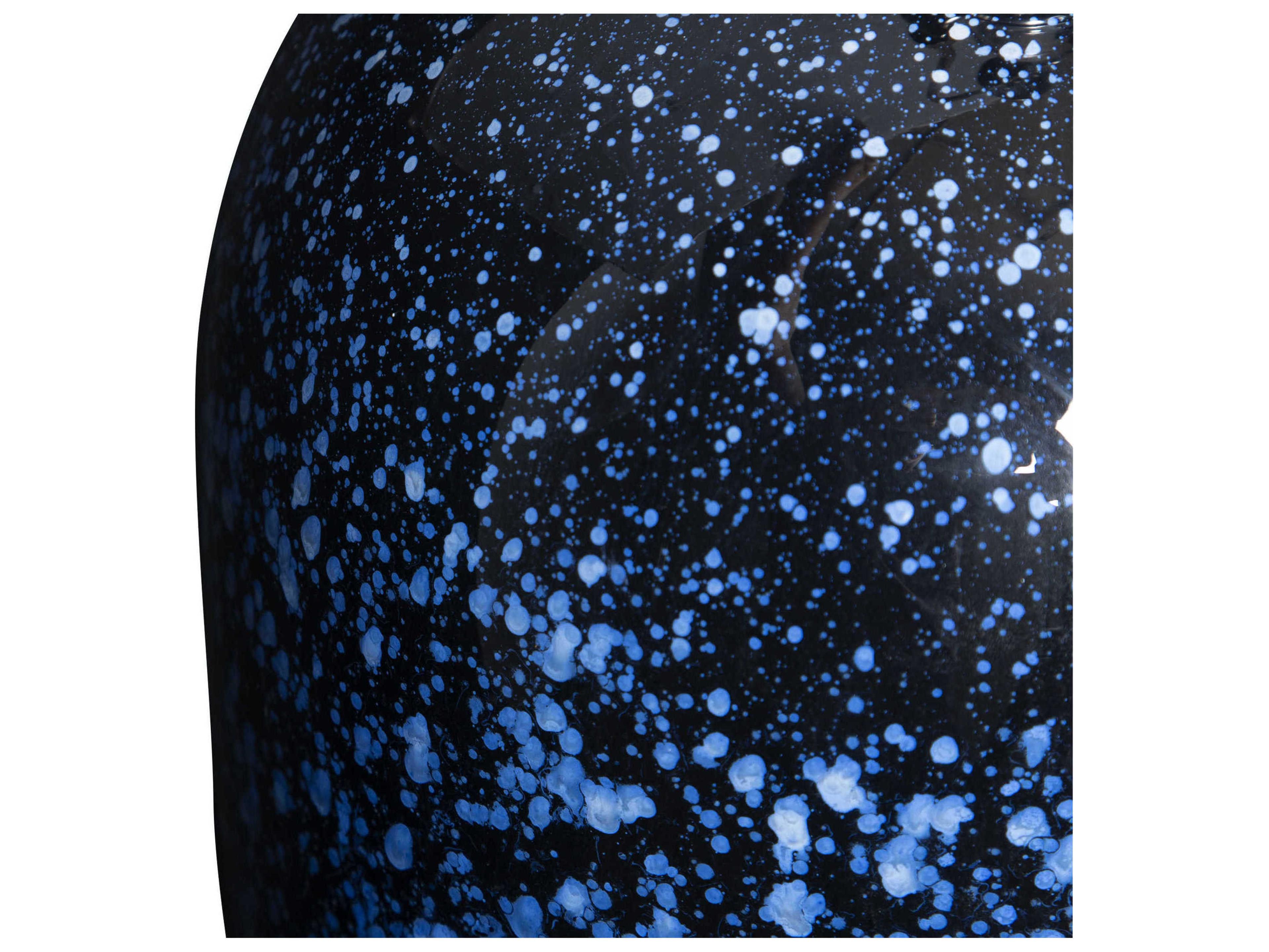 Uttermost Stargazer Crystal Glass Navy Cobalt White Round Hardback Drum Blue Buffet Lamp