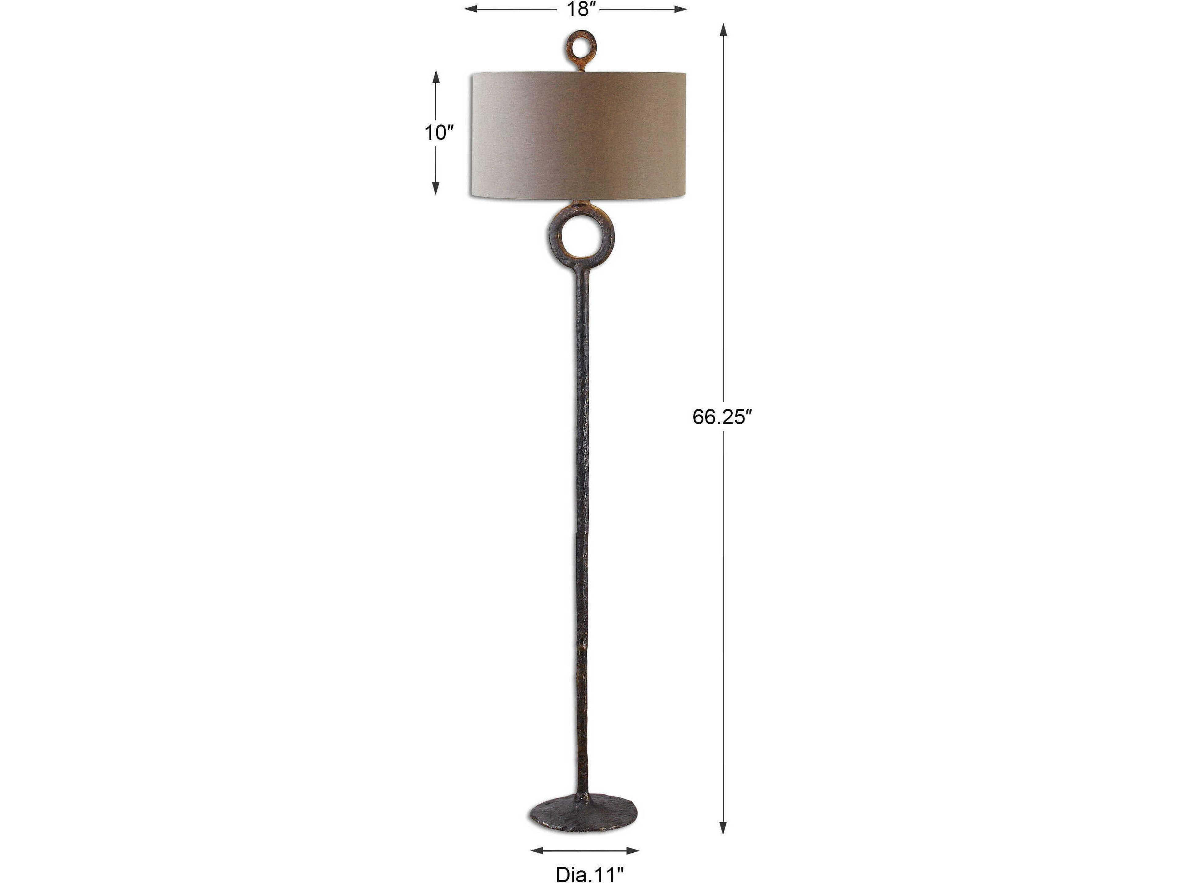 Uttermost Ferro Aged Rust Bronze Round Hardback Drum Floor Lamp