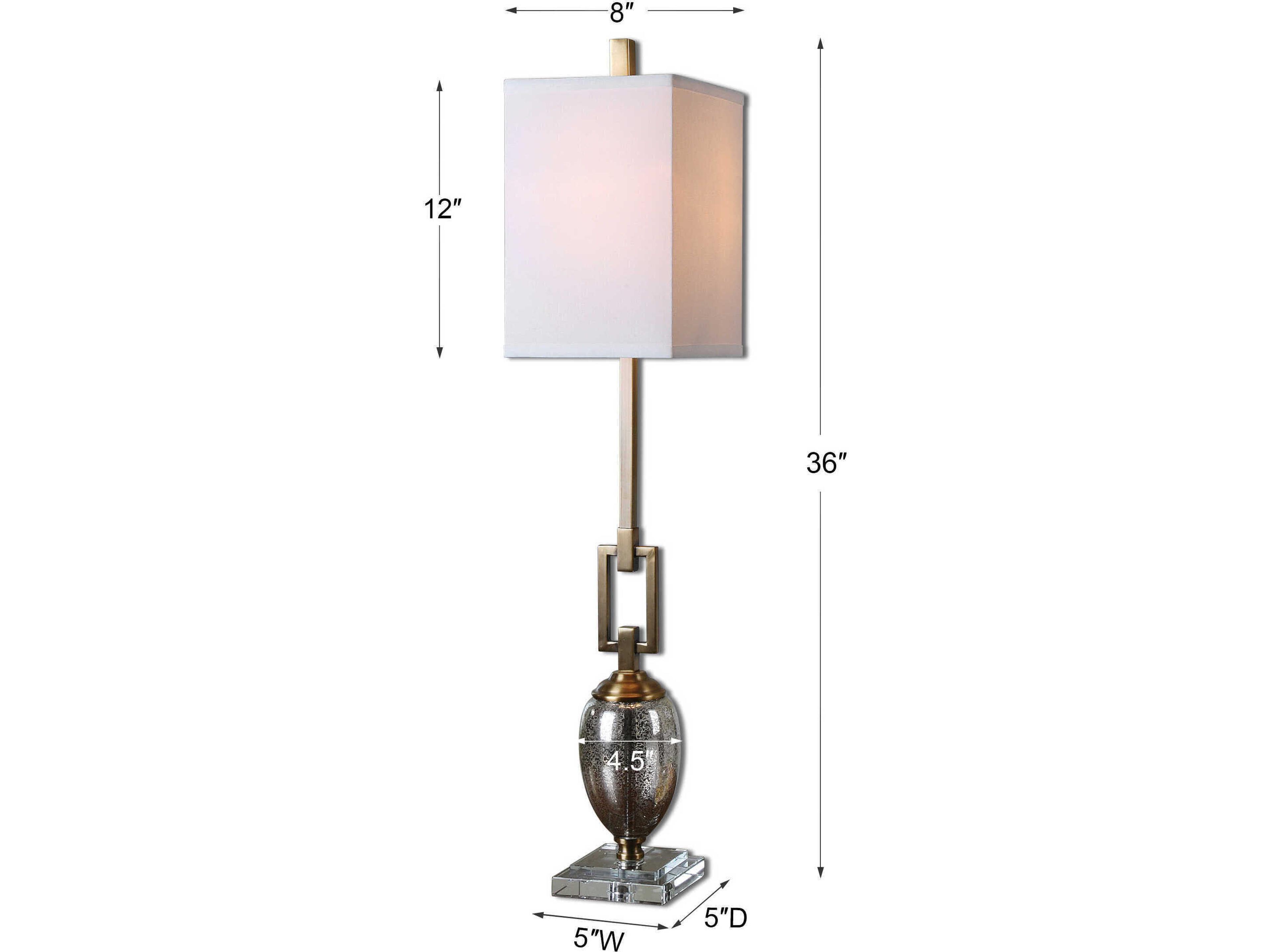 Uttermost Copeland Speckled Mercury Square Hardback Bronze Crystal Glass Buffet Lamp