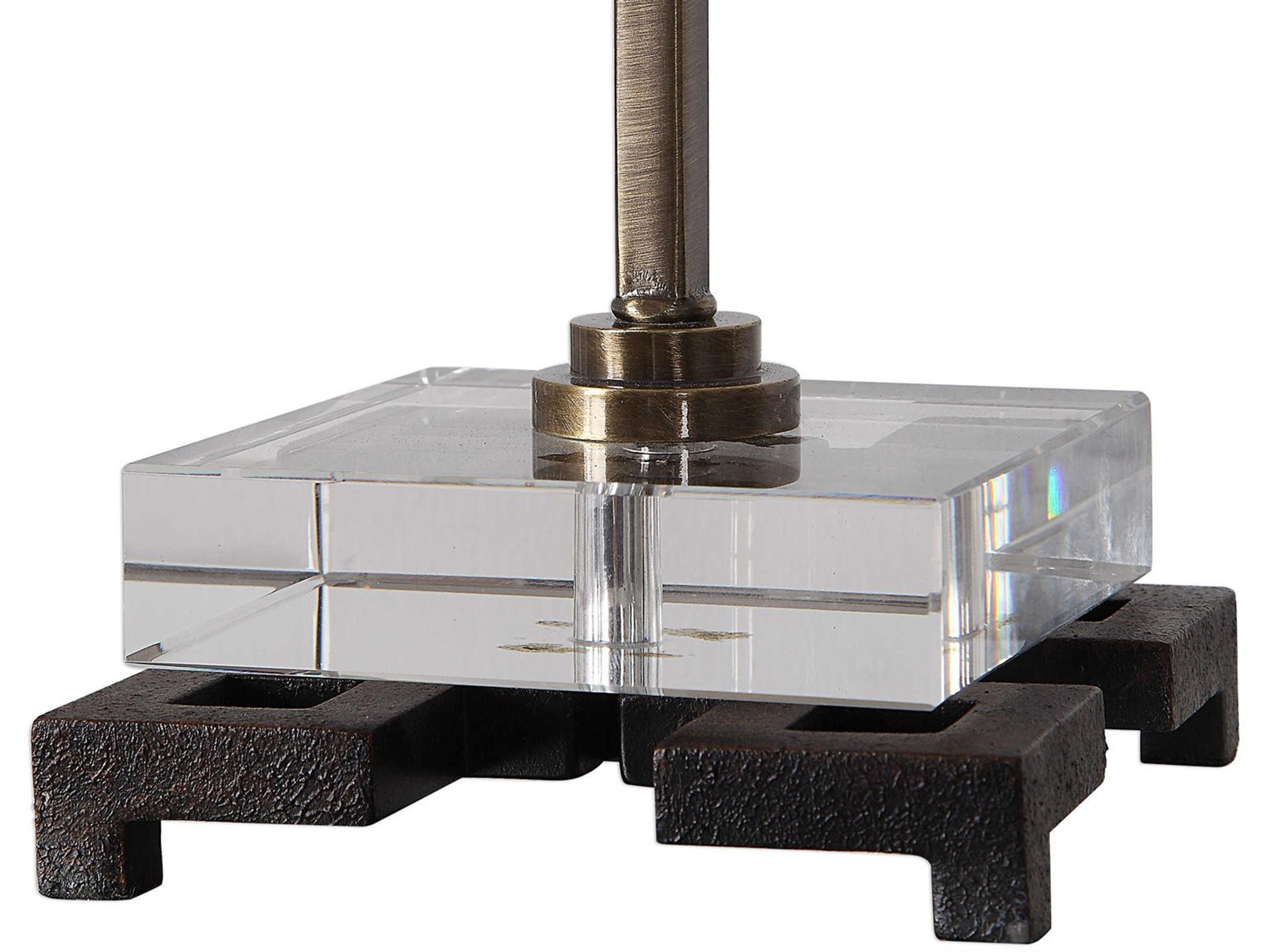 Uttermost Danyon Crystal Antique Brass Round Hardback Drum Black Buffet Lamp