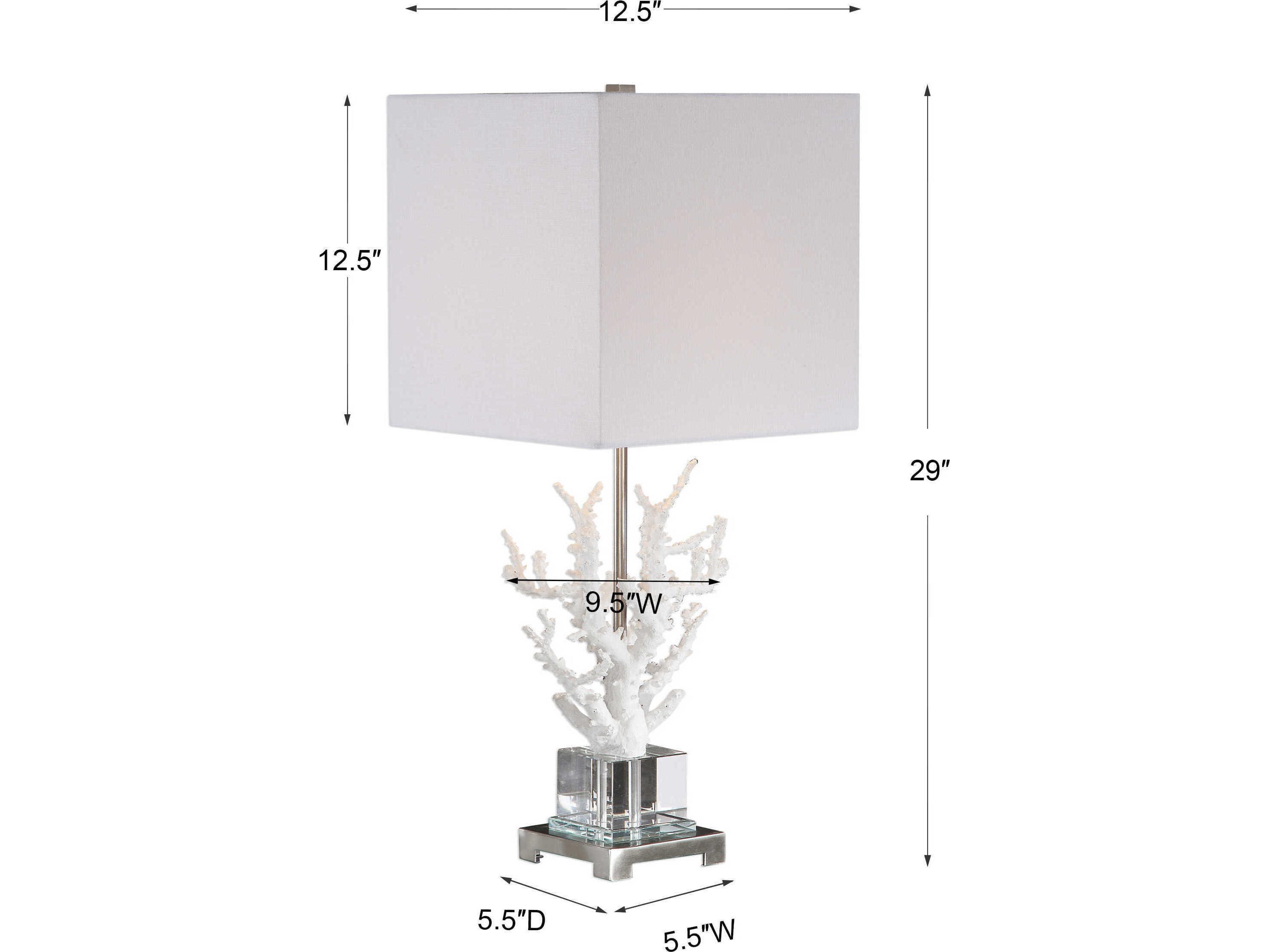 Uttermost Corallo Crystal White Square Hardback Nickel Buffet Lamp