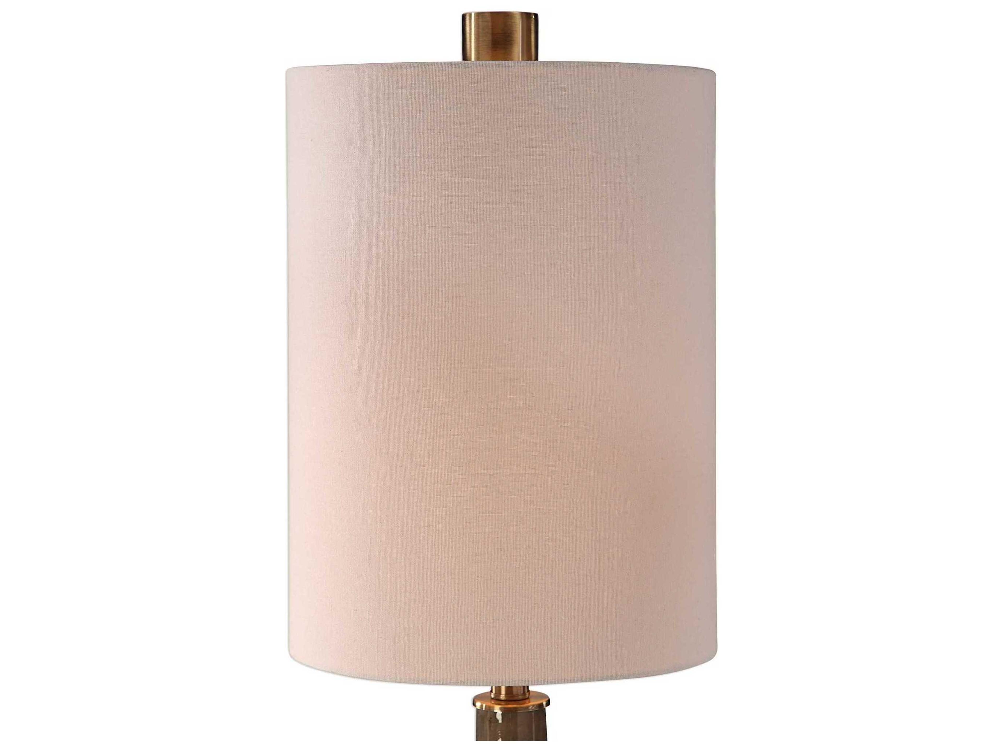 Uttermost Darrin Crackled Gray Tall Round Hardback Drum Brass Buffet Lamp