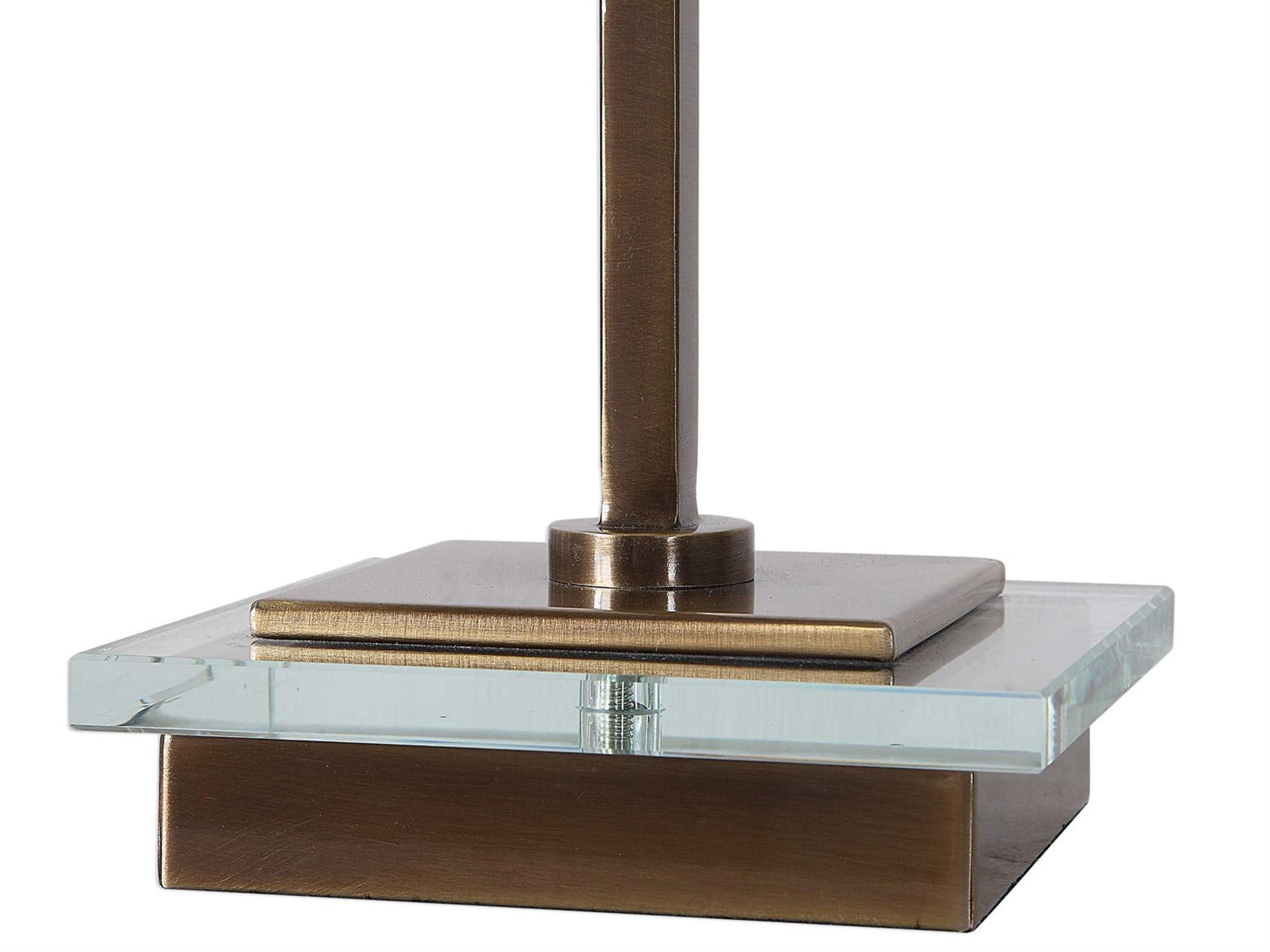 Uttermost Volante Crystal Antique Brass Round Hardback Drum Buffet Lamp