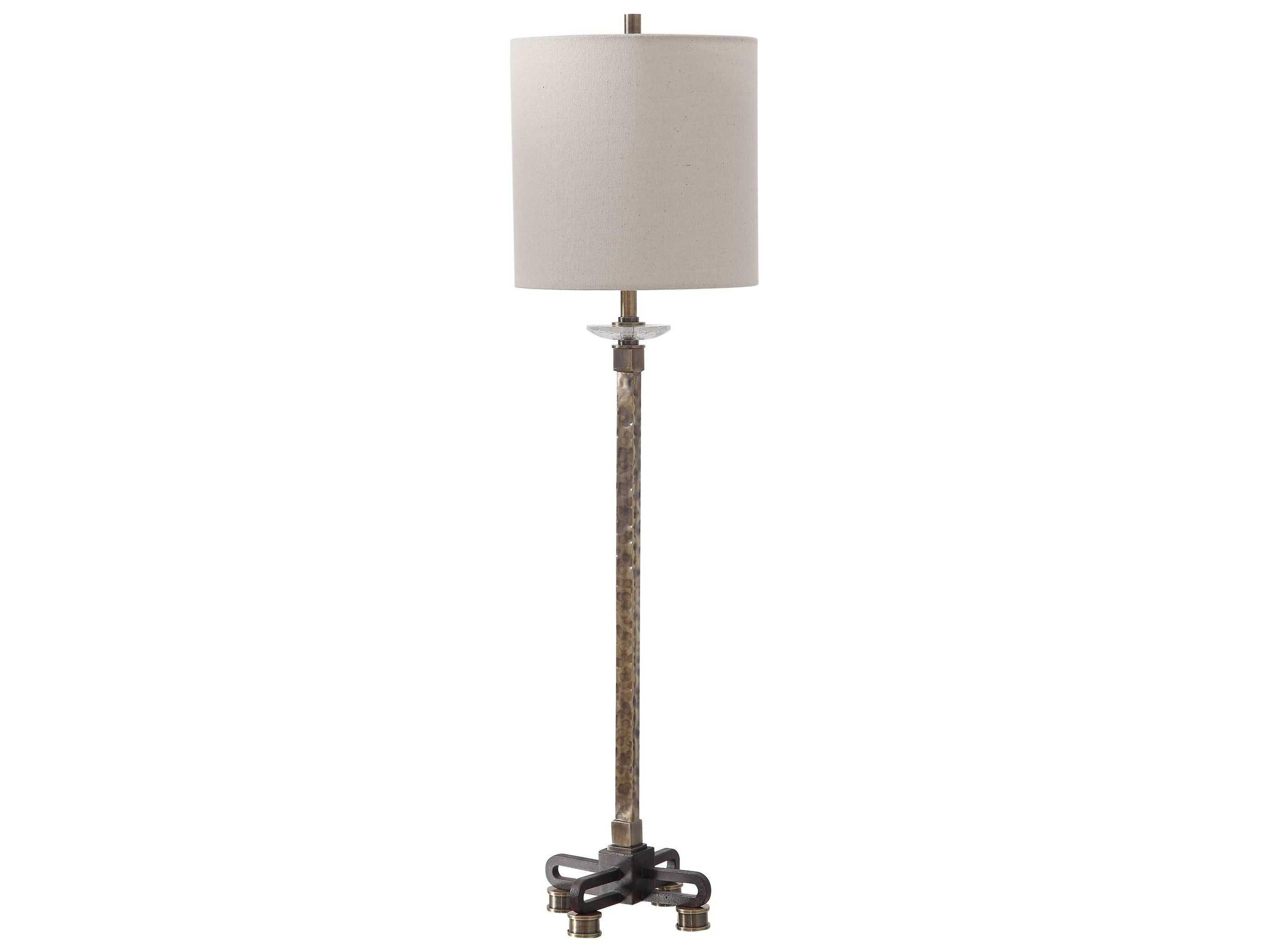 Uttermost Parnell Crystal Antiqued Brass Rust Black Buffet Lamp