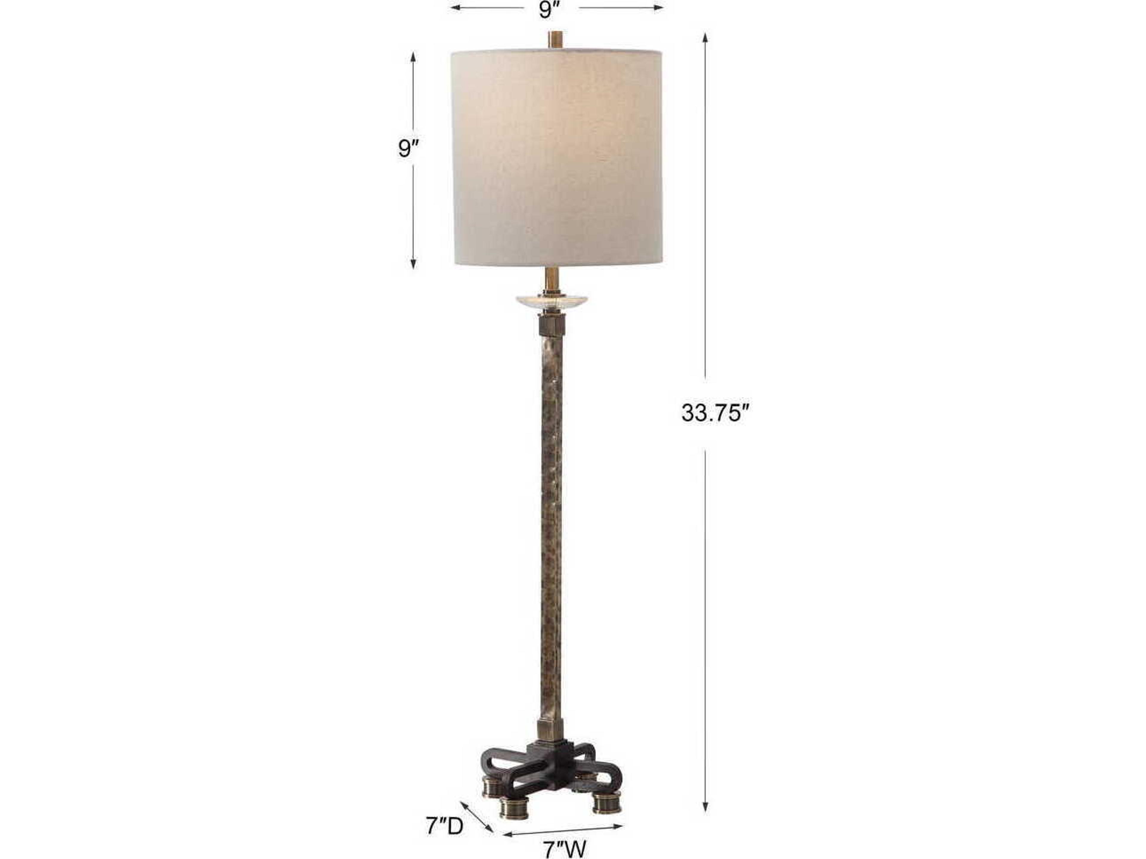 Uttermost Parnell Crystal Antiqued Brass Rust Black Buffet Lamp