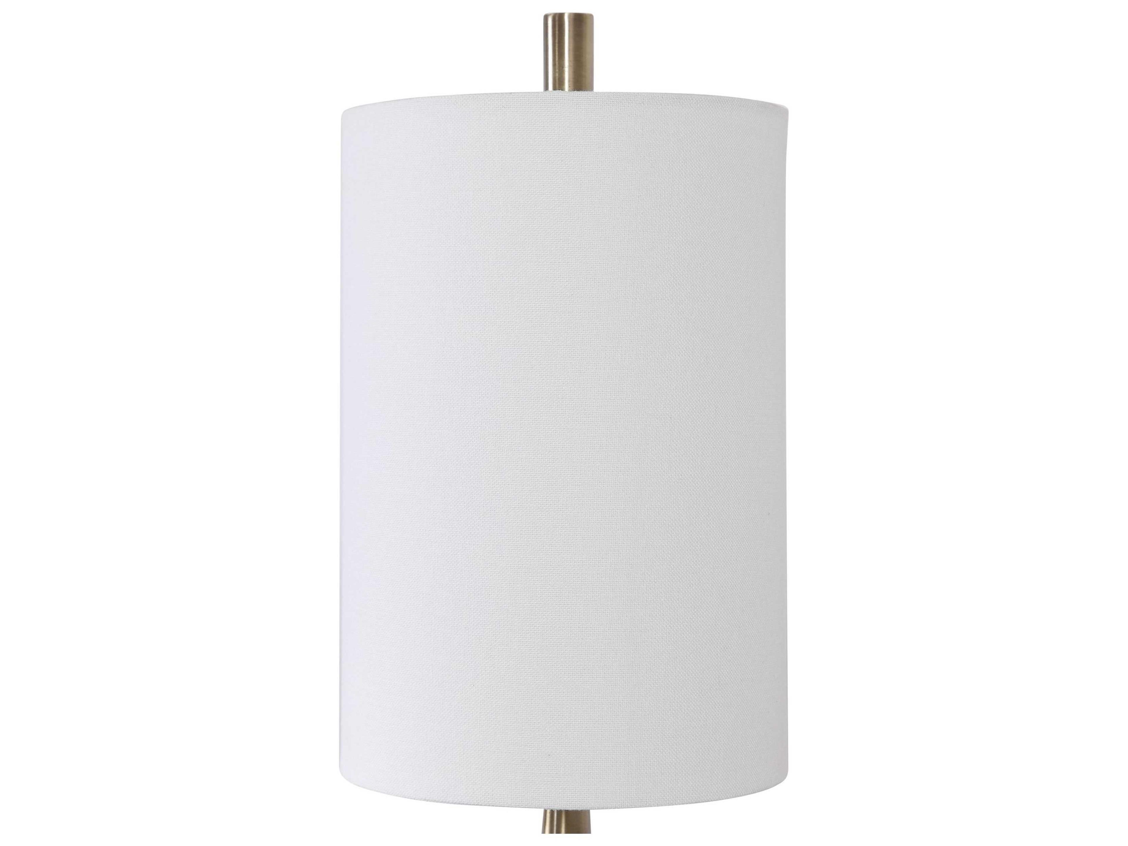 Uttermost Minette Antique Brass White Round Drum Hardback Shade Buffet Lamp