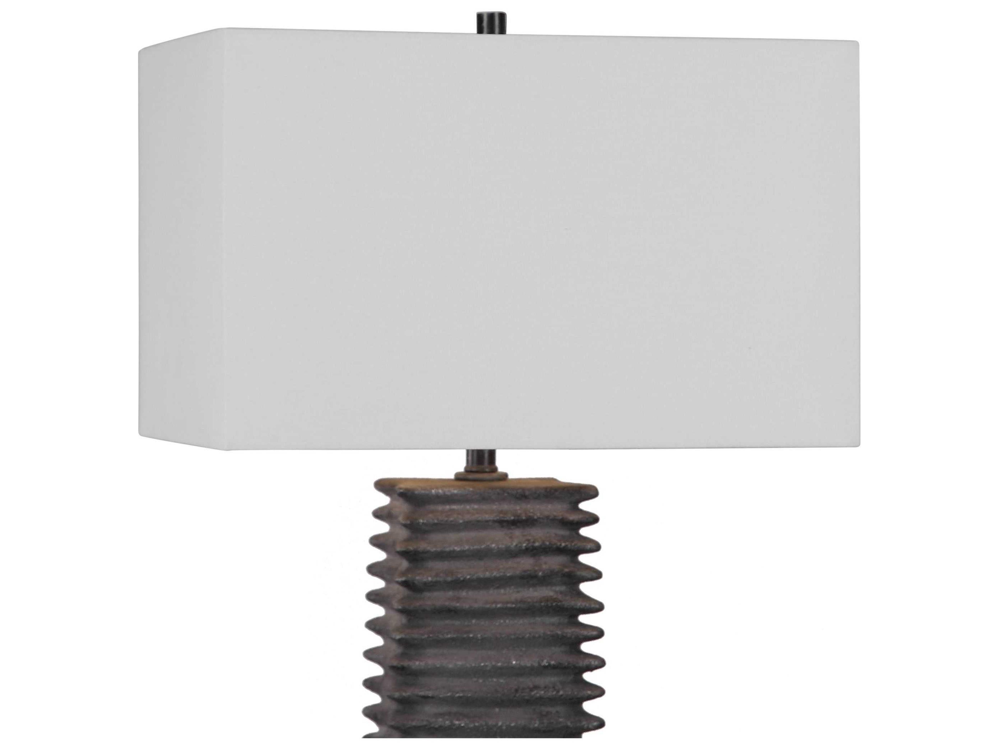 Uttermost Sanderson Metallic Charcoal Glaze Rectangle Shade Gray Buffet Lamp