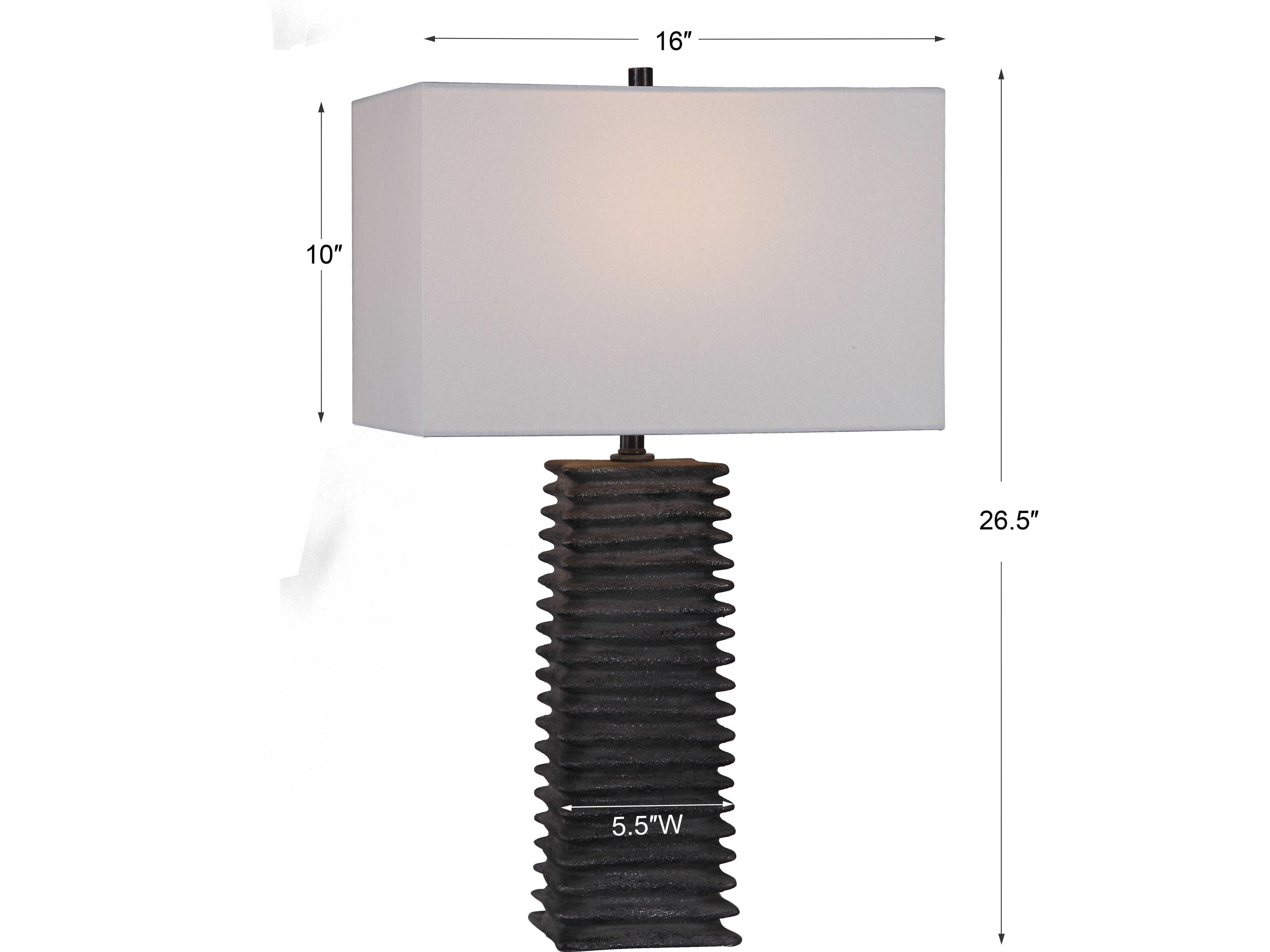 Uttermost Sanderson Metallic Charcoal Glaze Rectangle Shade Gray Buffet Lamp