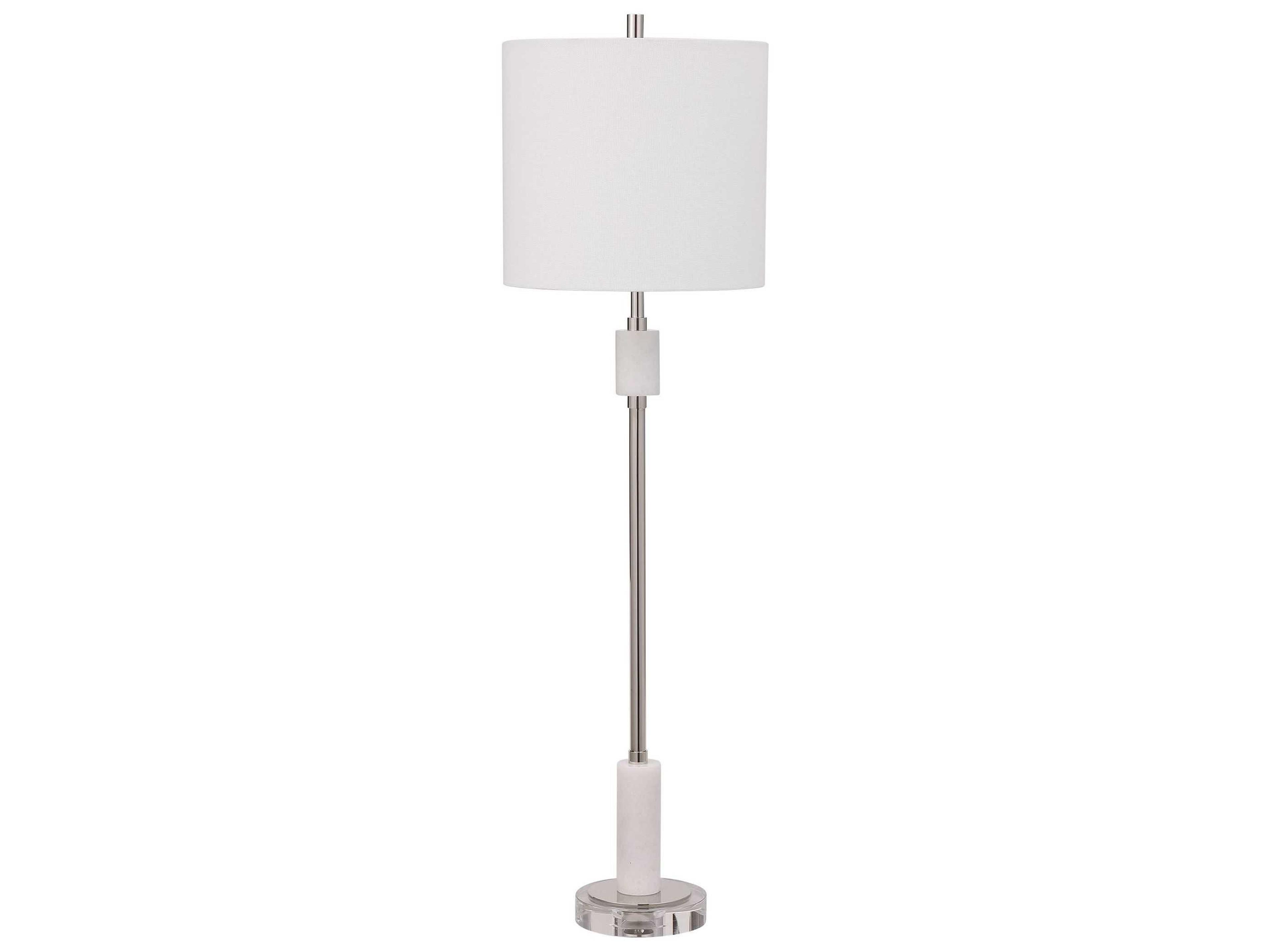 Uttermost Sussex Crystal Polished Nickel White Buffet Lamp