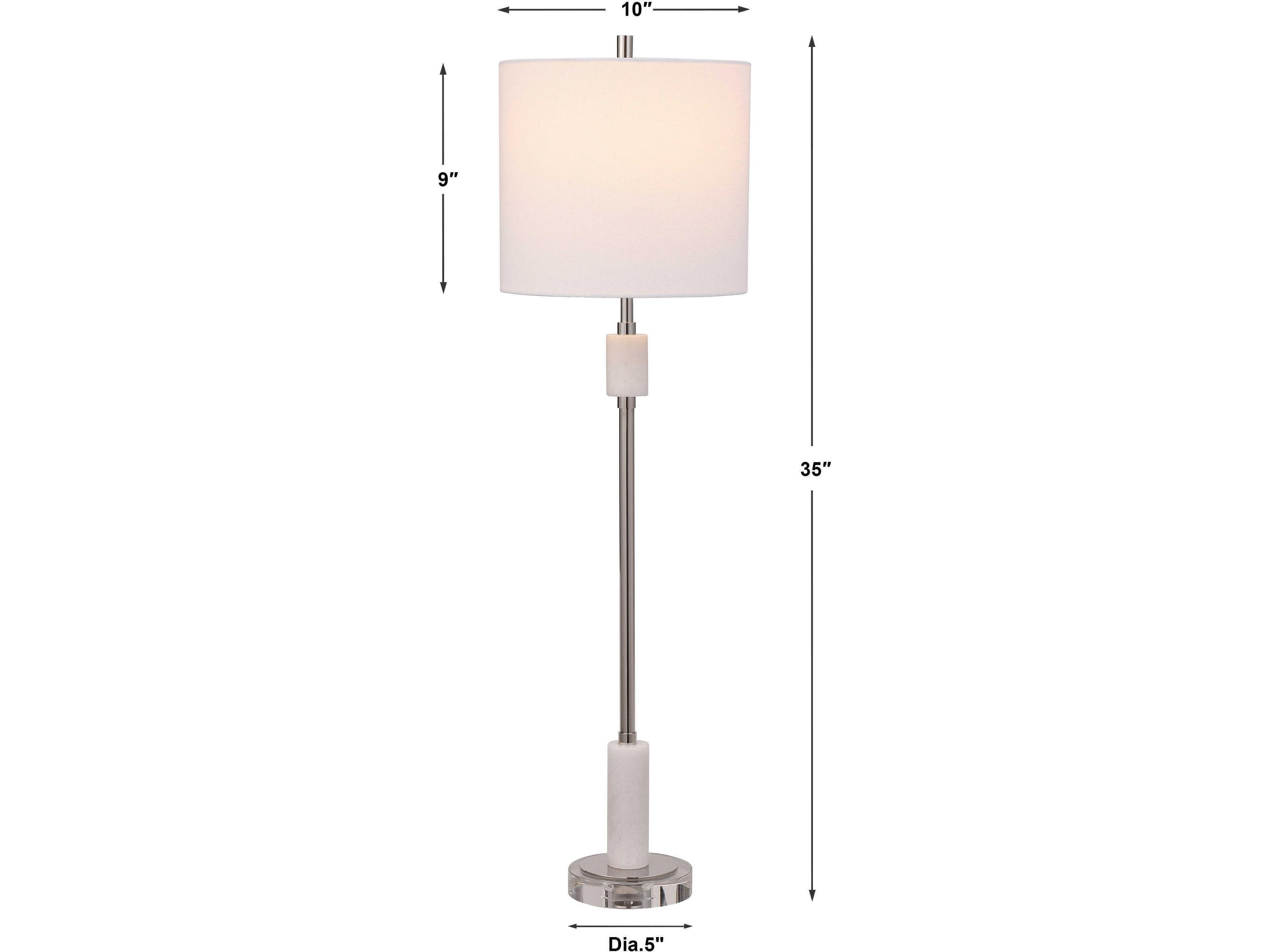 Uttermost Sussex Crystal Polished Nickel White Buffet Lamp