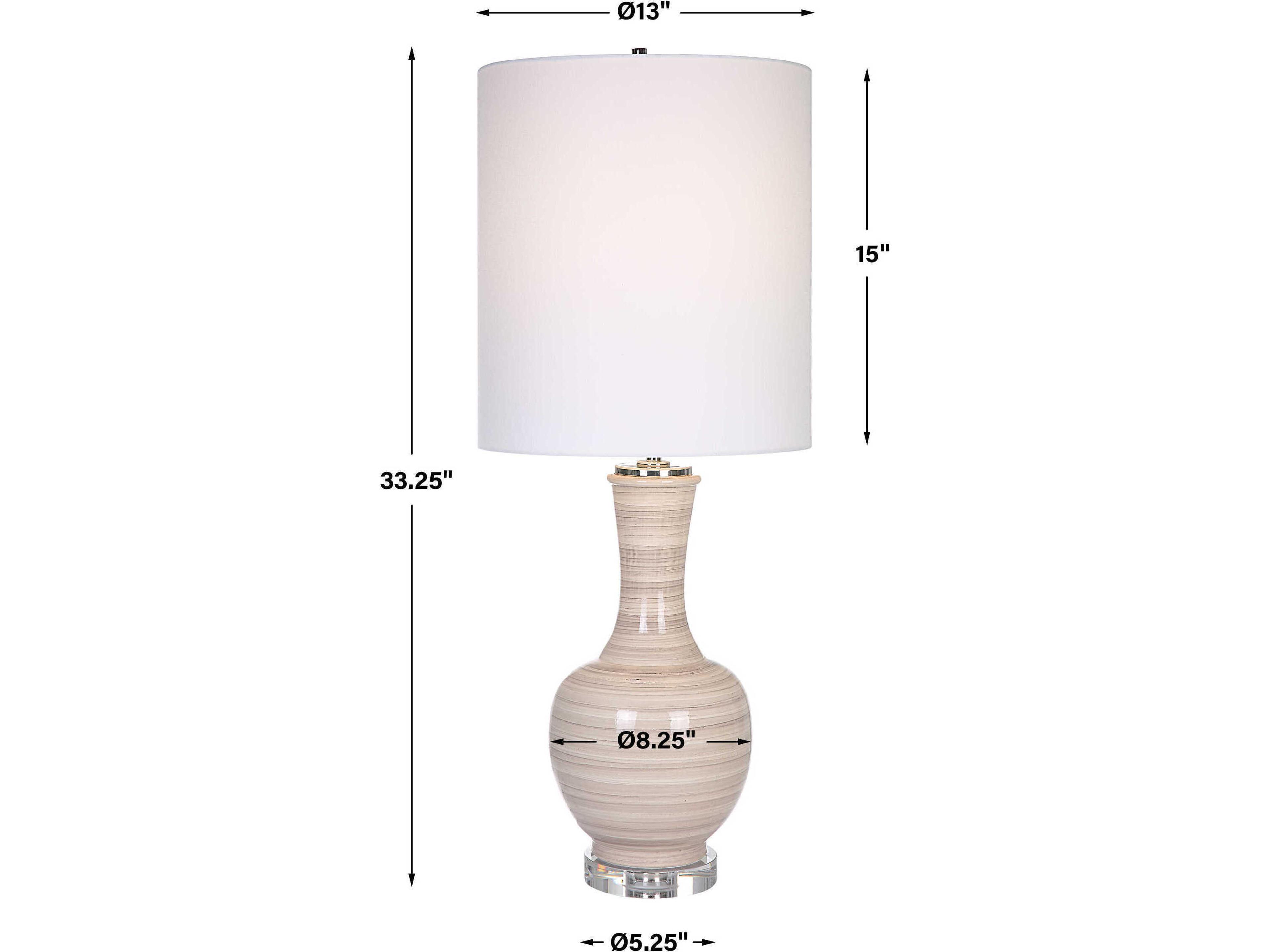 Uttermost Chalice Taupe Tan Charcoal Nickel Crystal Buffet Lamp