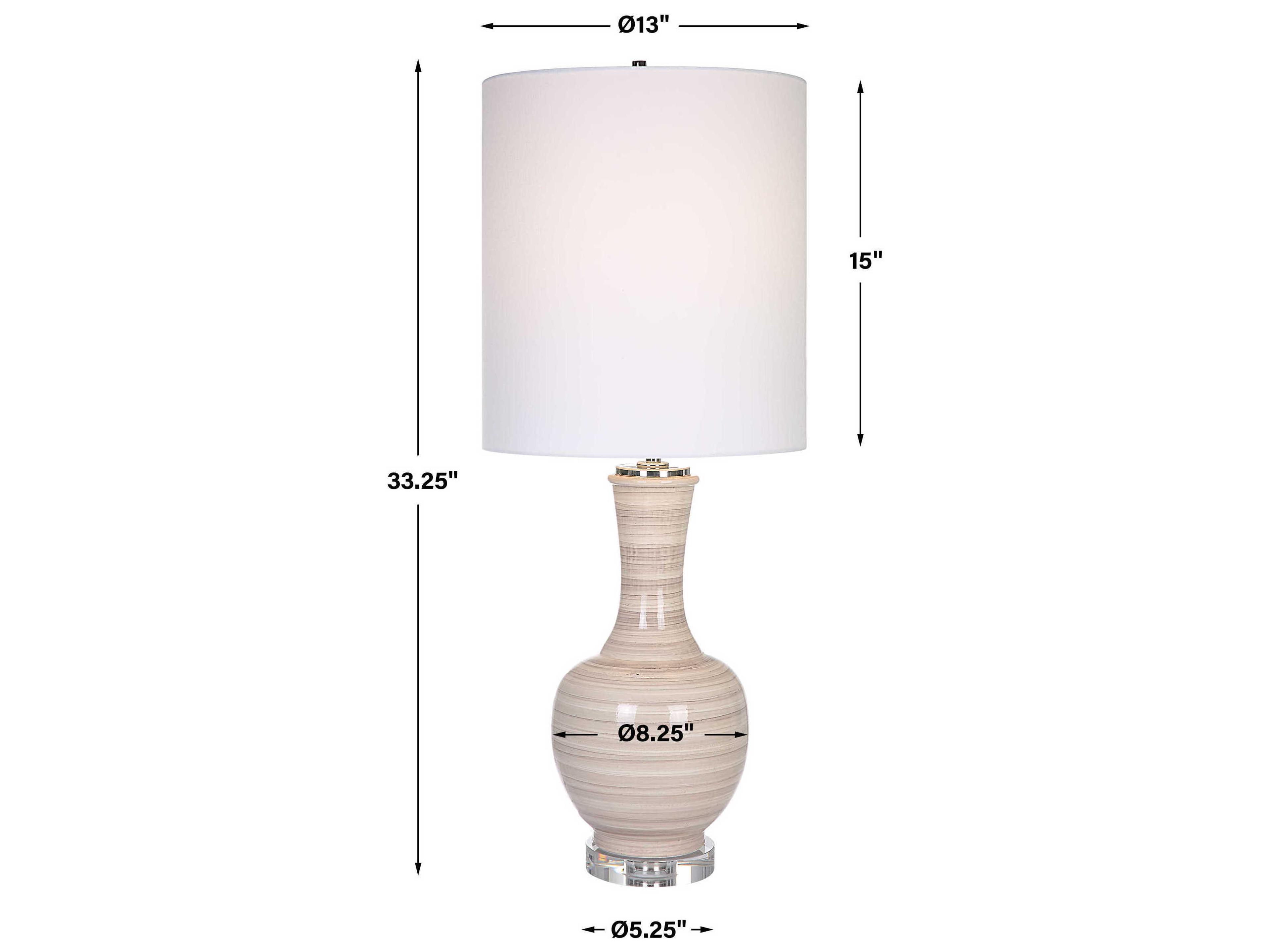 Uttermost Chalice Taupe Tan Charcoal Nickel Crystal Buffet Lamp