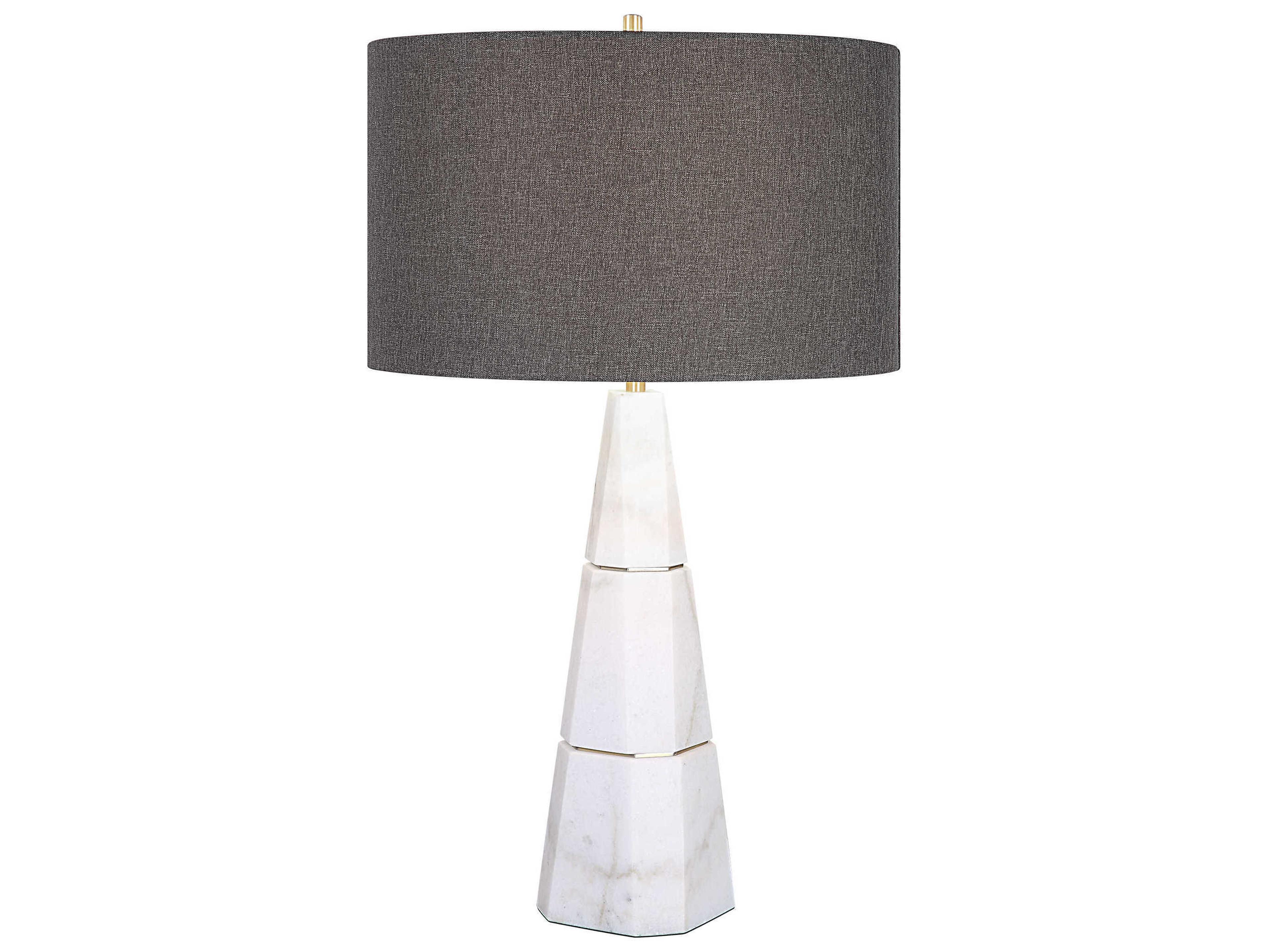 Citadel White Antique Brass Gray Buffet Lamp