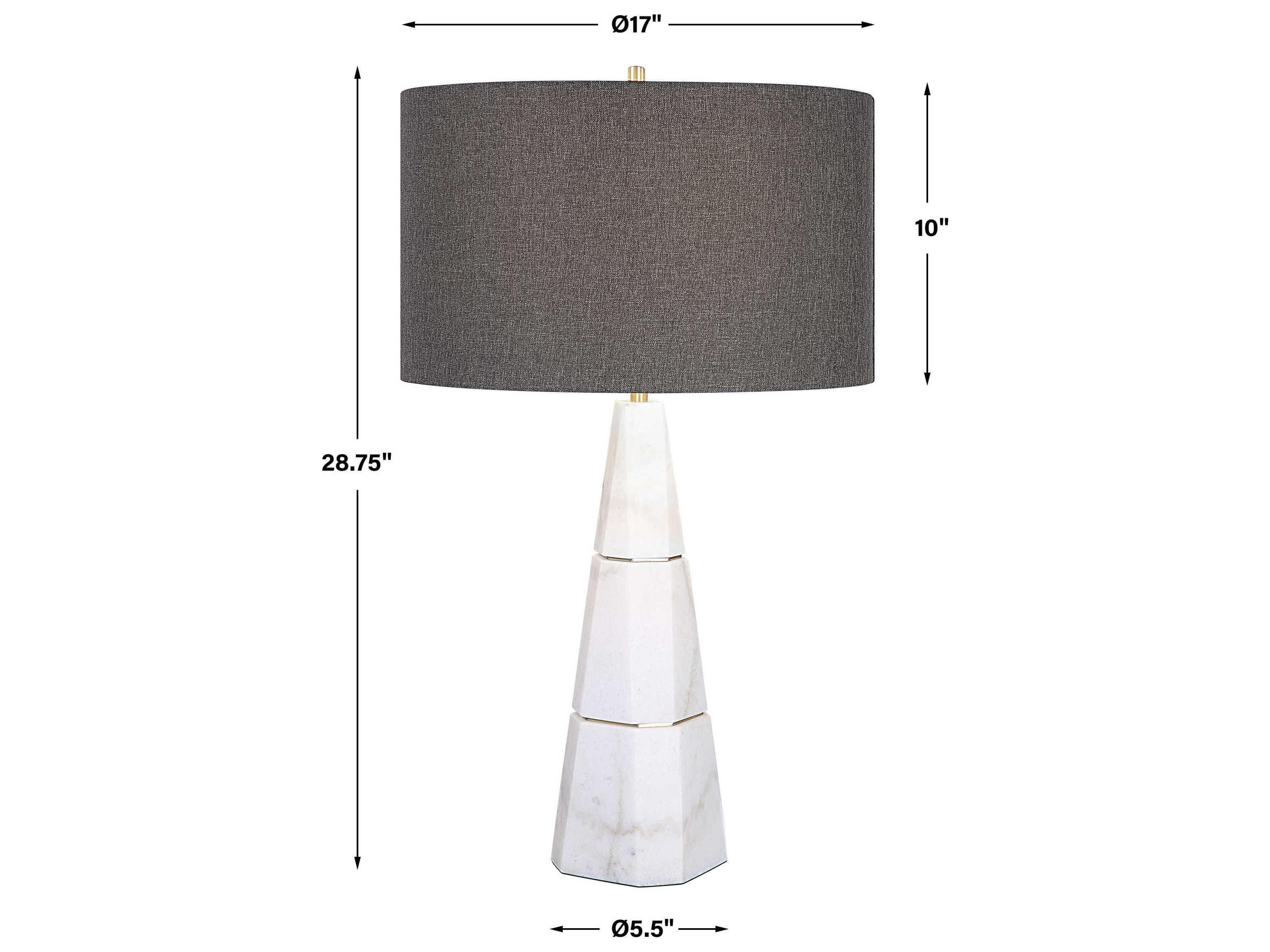 Uttermost Citadel White Antique Brass Gray Buffet Lamp