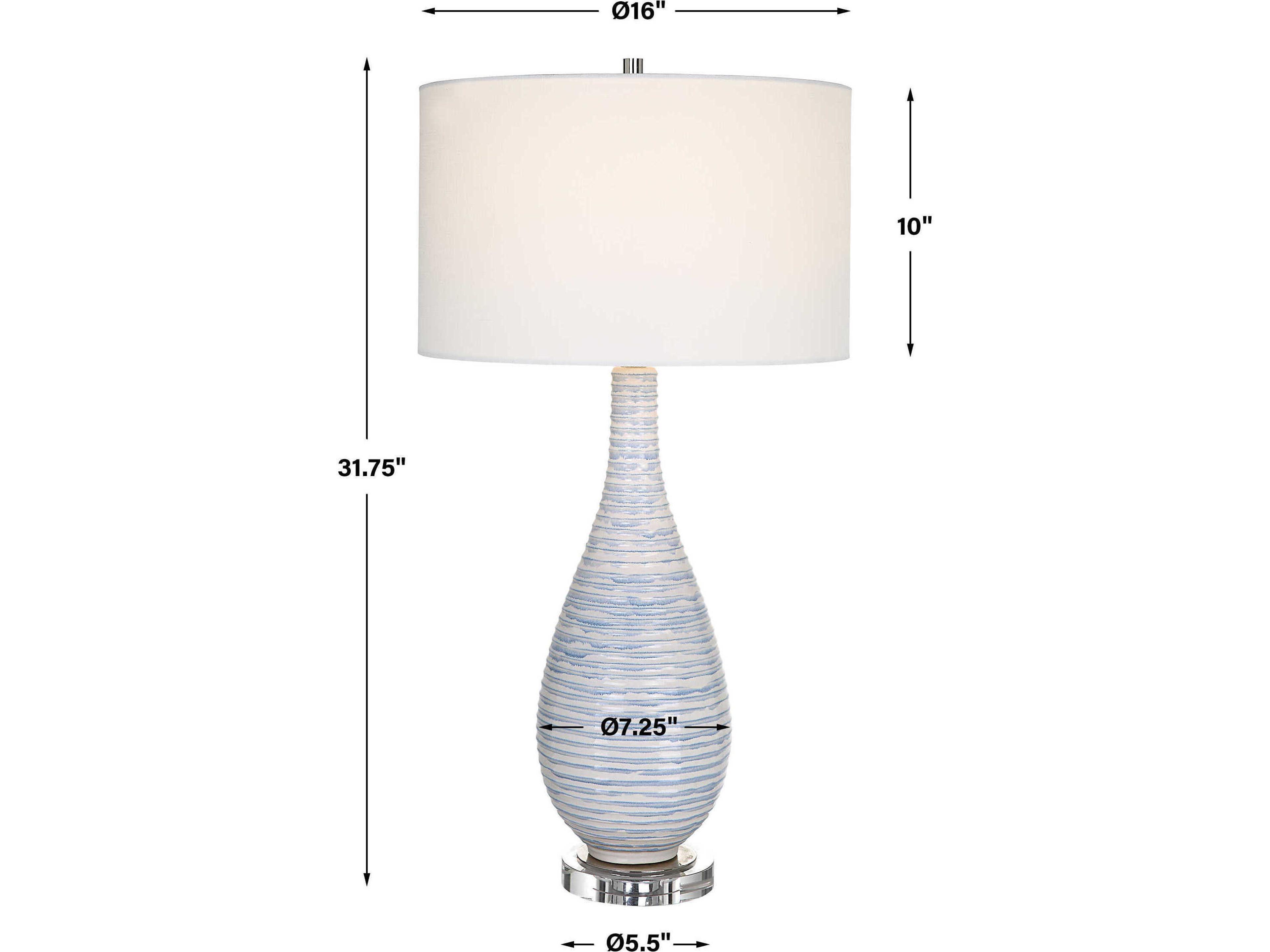Uttermost Clariot Soft Blue White Round Hardback Drum Nickel Crystal Buffet Lamp
