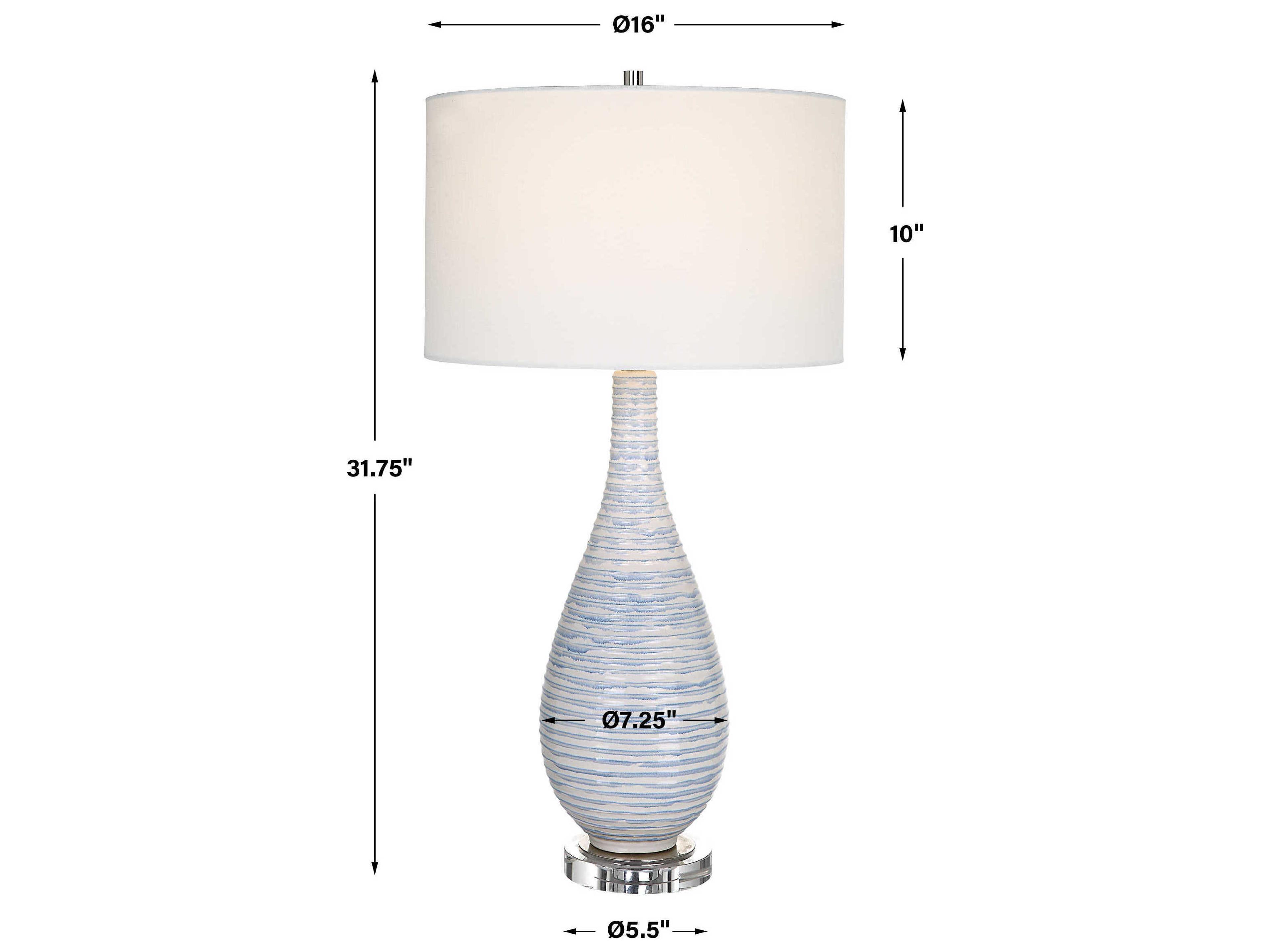 Uttermost Clariot Soft Blue White Round Hardback Drum Nickel Crystal Buffet Lamp