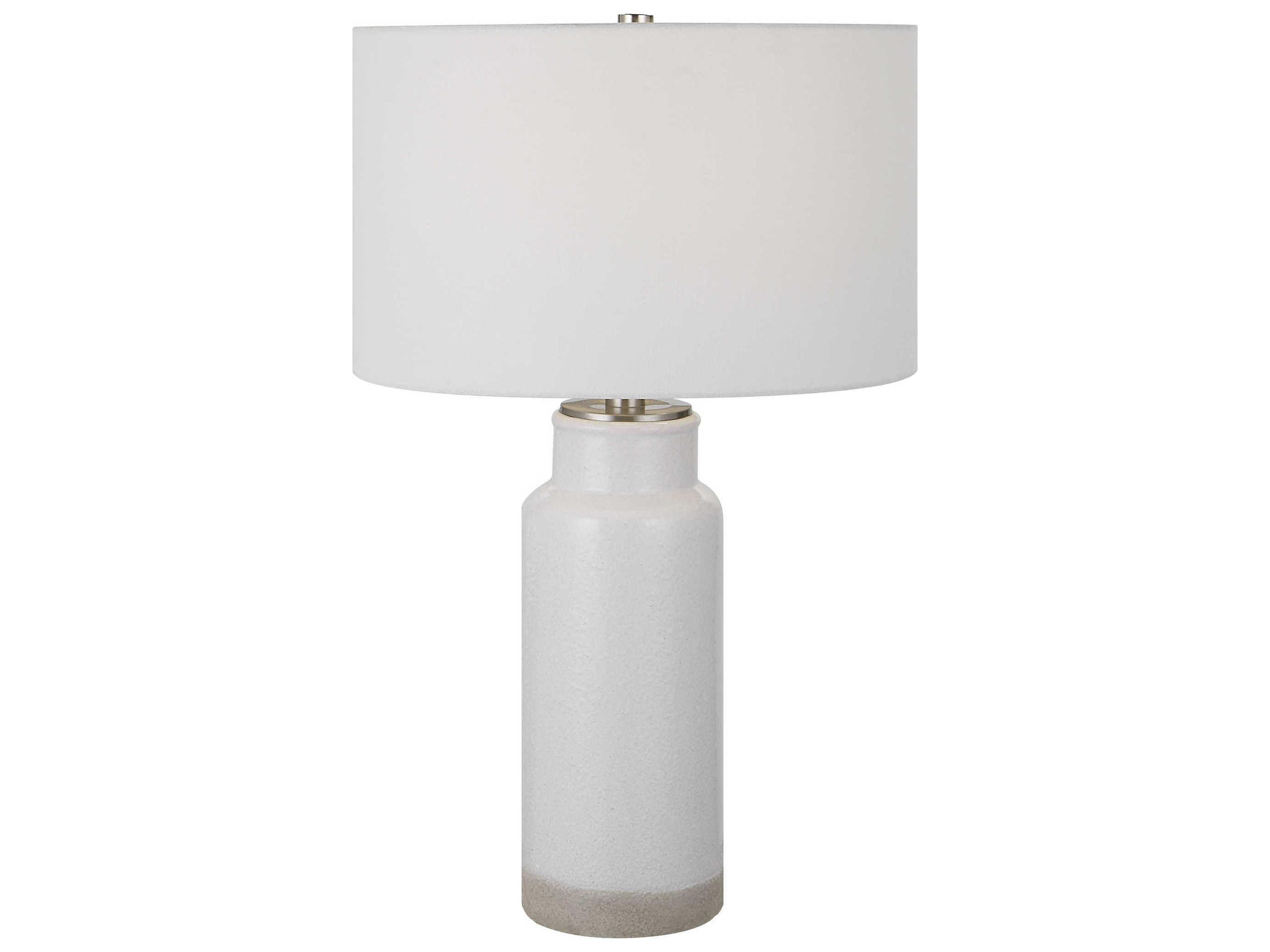 Uttermost Albany White Brushed Nickel Round Hardback Drum Buffet Lamp