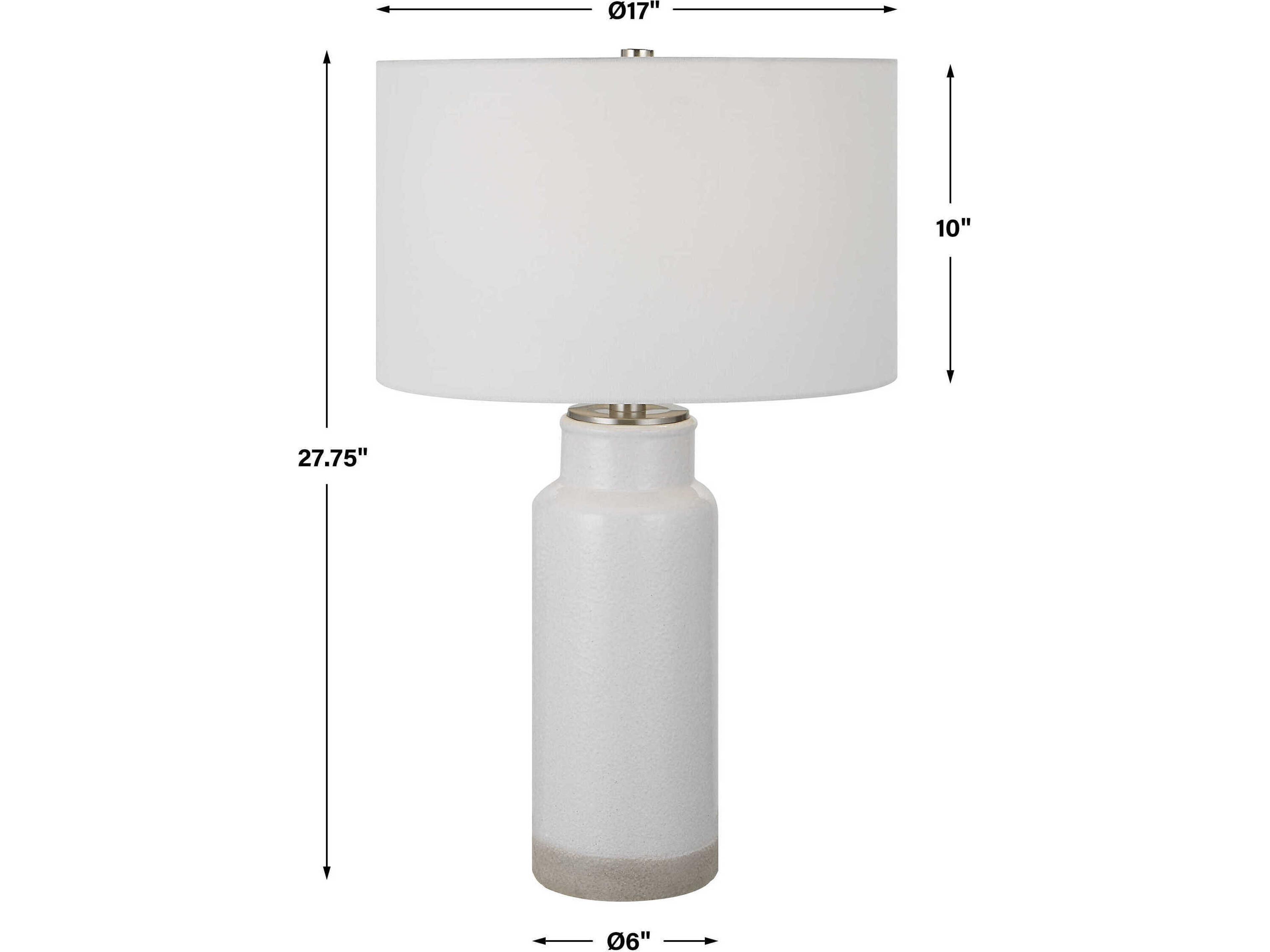 Uttermost Albany White Brushed Nickel Round Hardback Drum Buffet Lamp