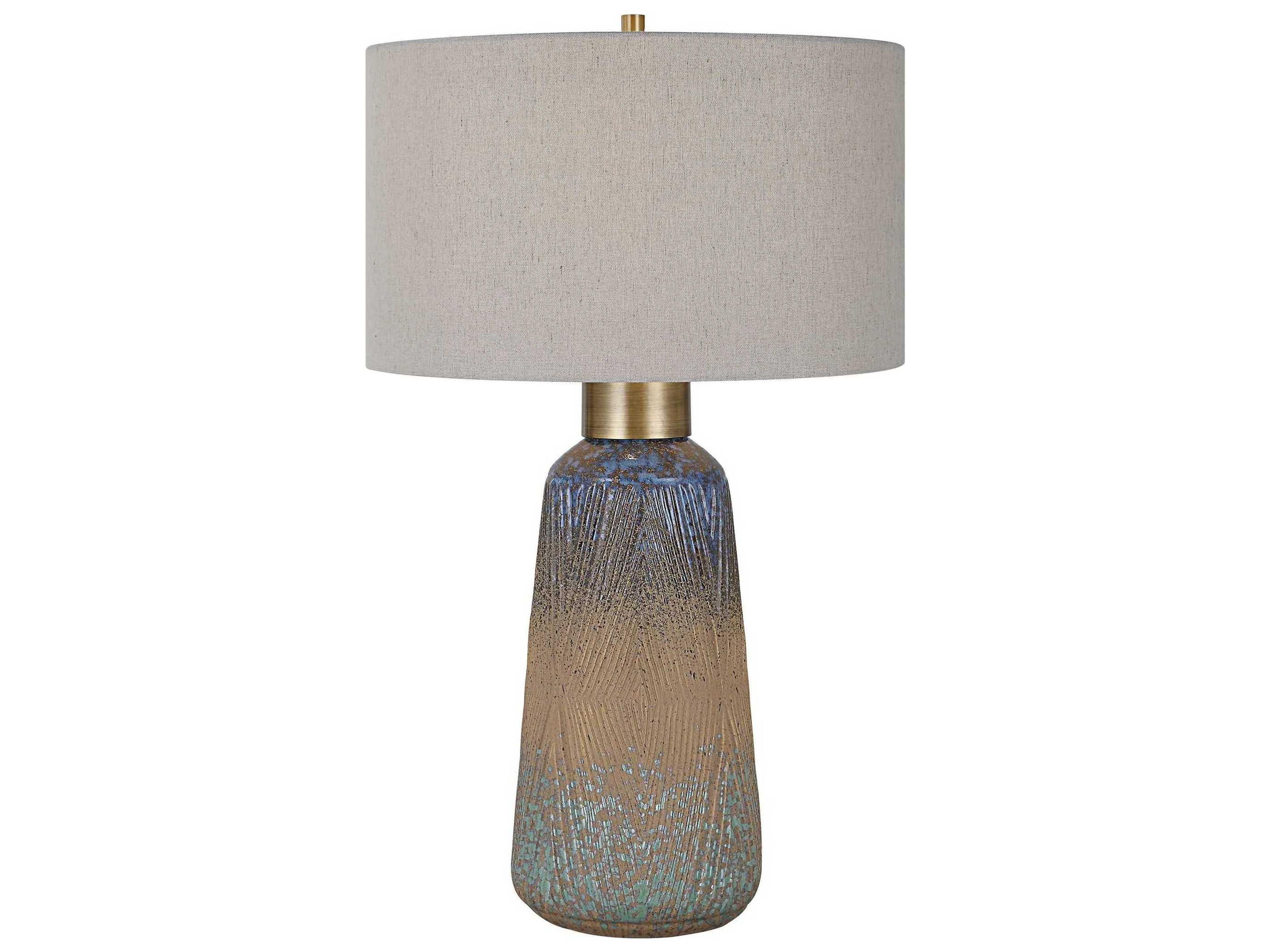 Uttermost Western Sky Round Hardback Drum Blue Buffet Lamp