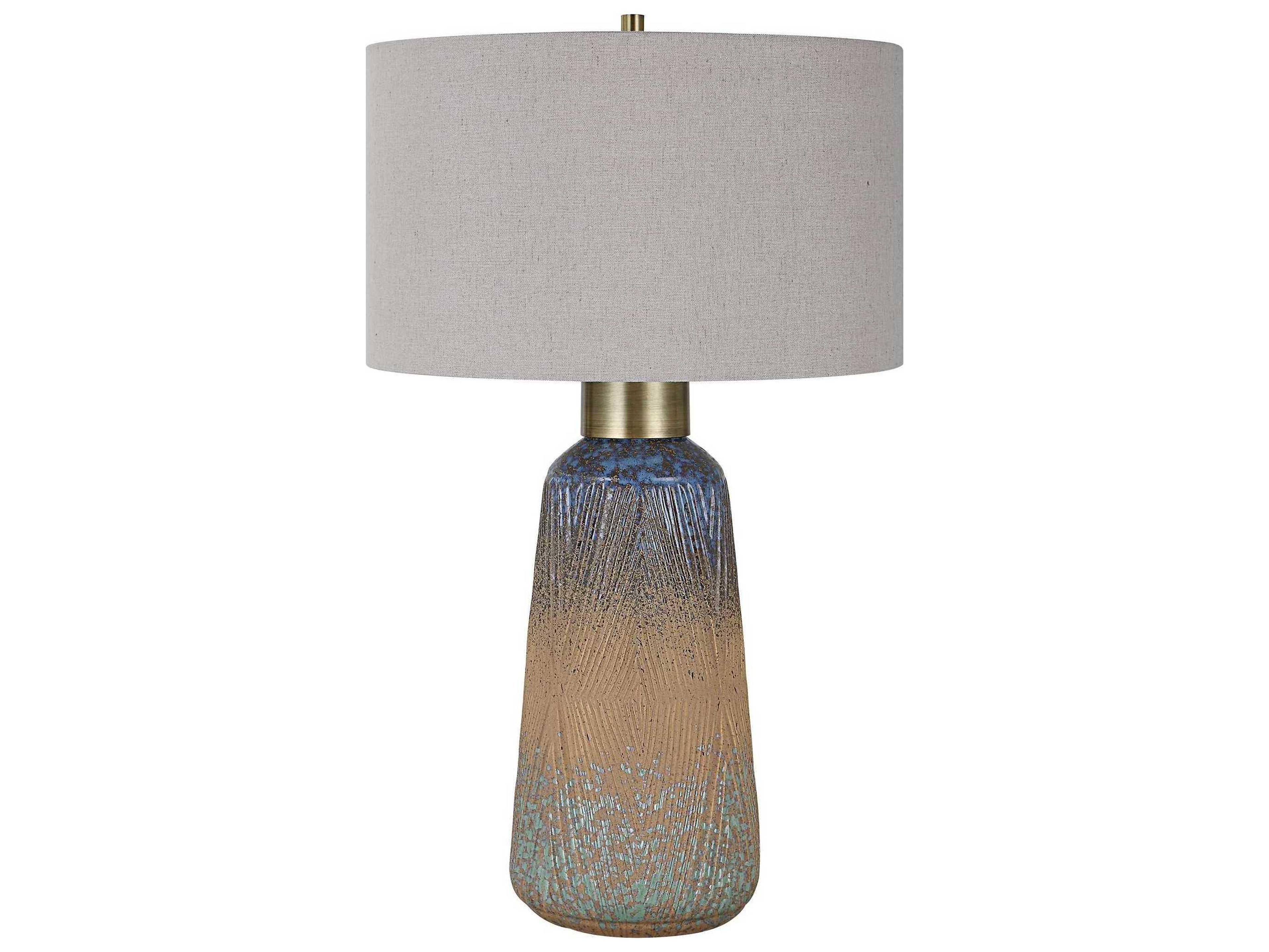 Uttermost Western Sky Round Hardback Drum Blue Buffet Lamp