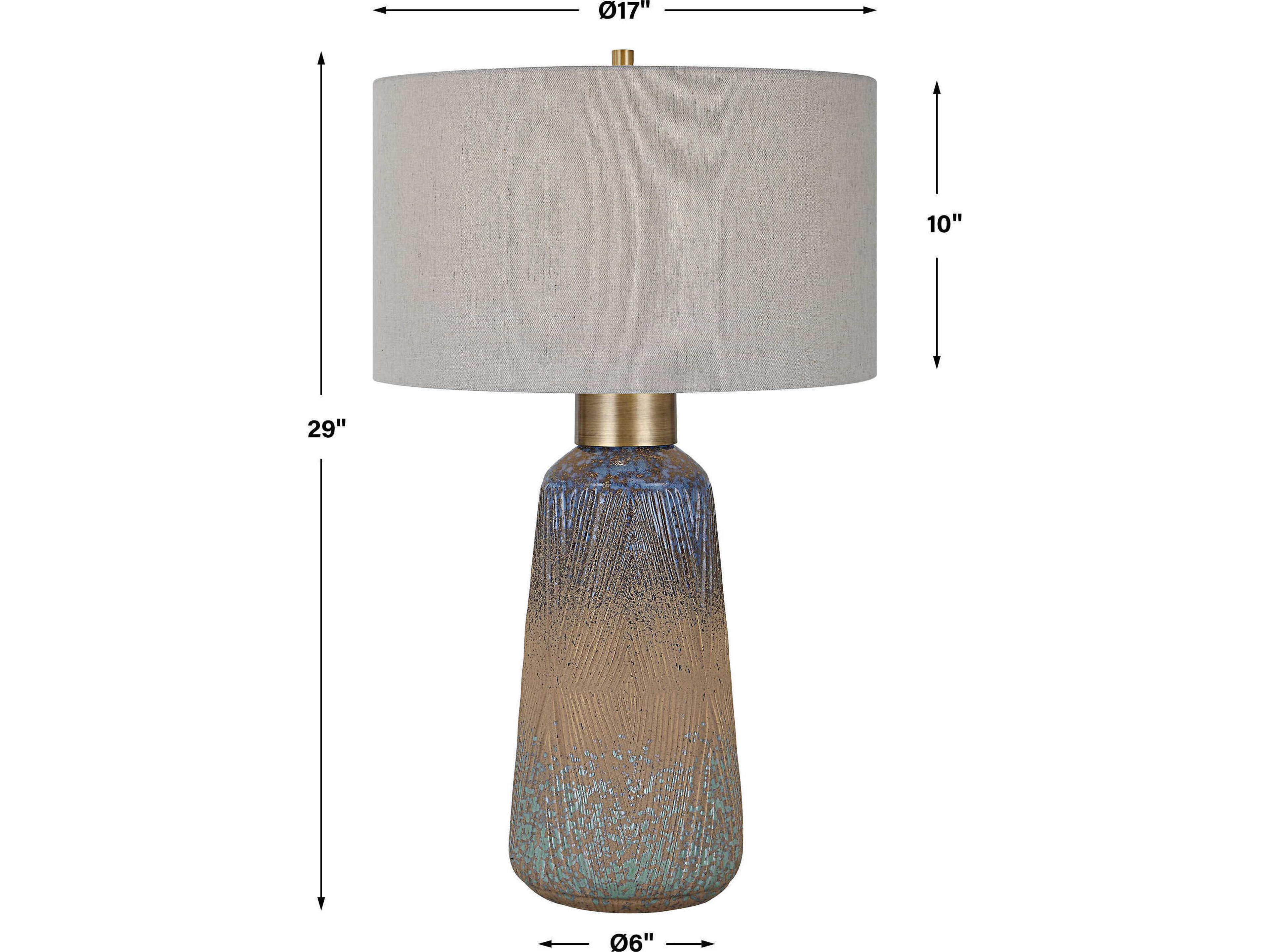 Uttermost Western Sky Round Hardback Drum Blue Buffet Lamp