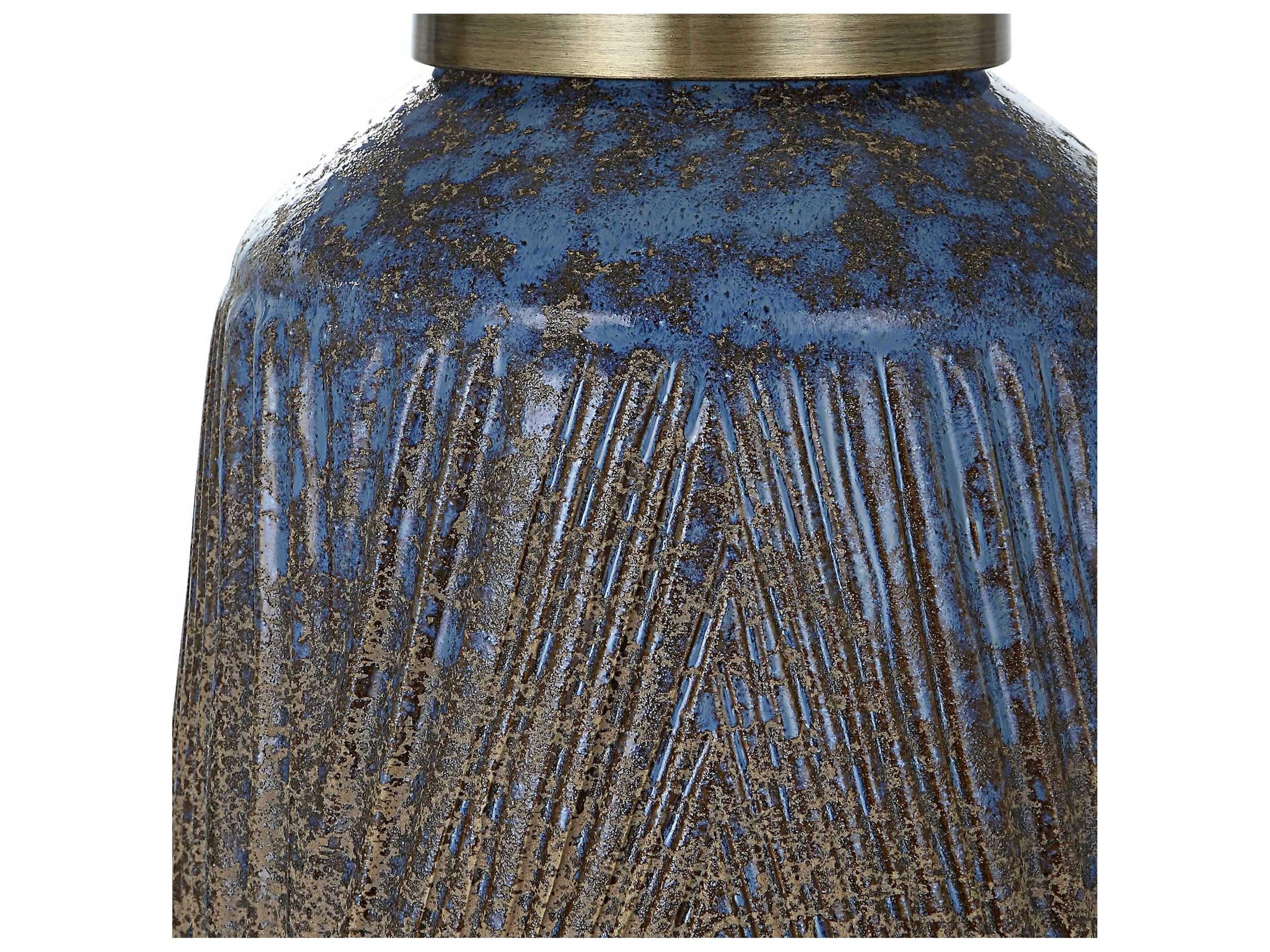 Uttermost Western Sky Round Hardback Drum Blue Buffet Lamp