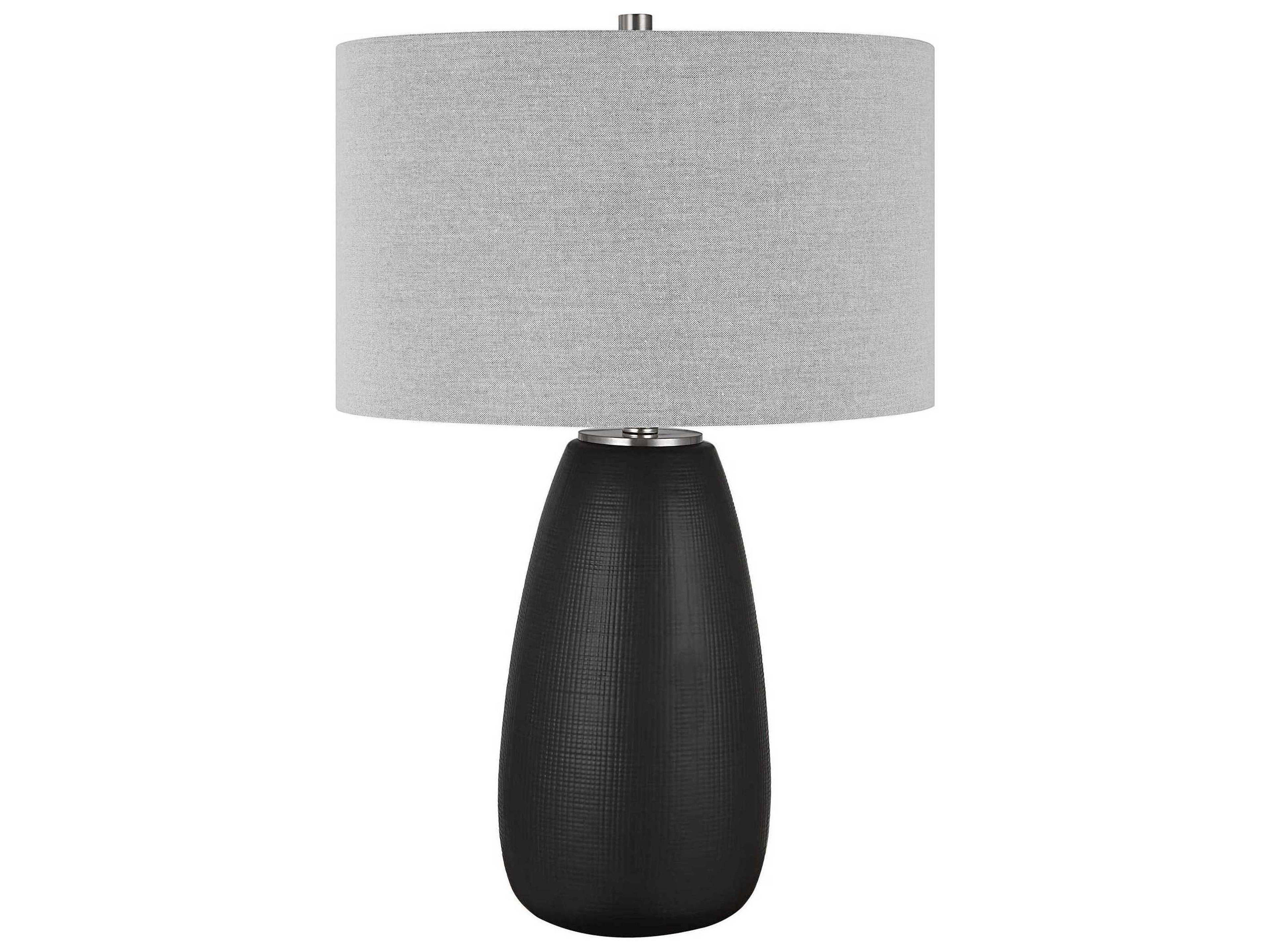 Uttermost Twilight Satin Black Round Hardback Drum Buffet Lamp