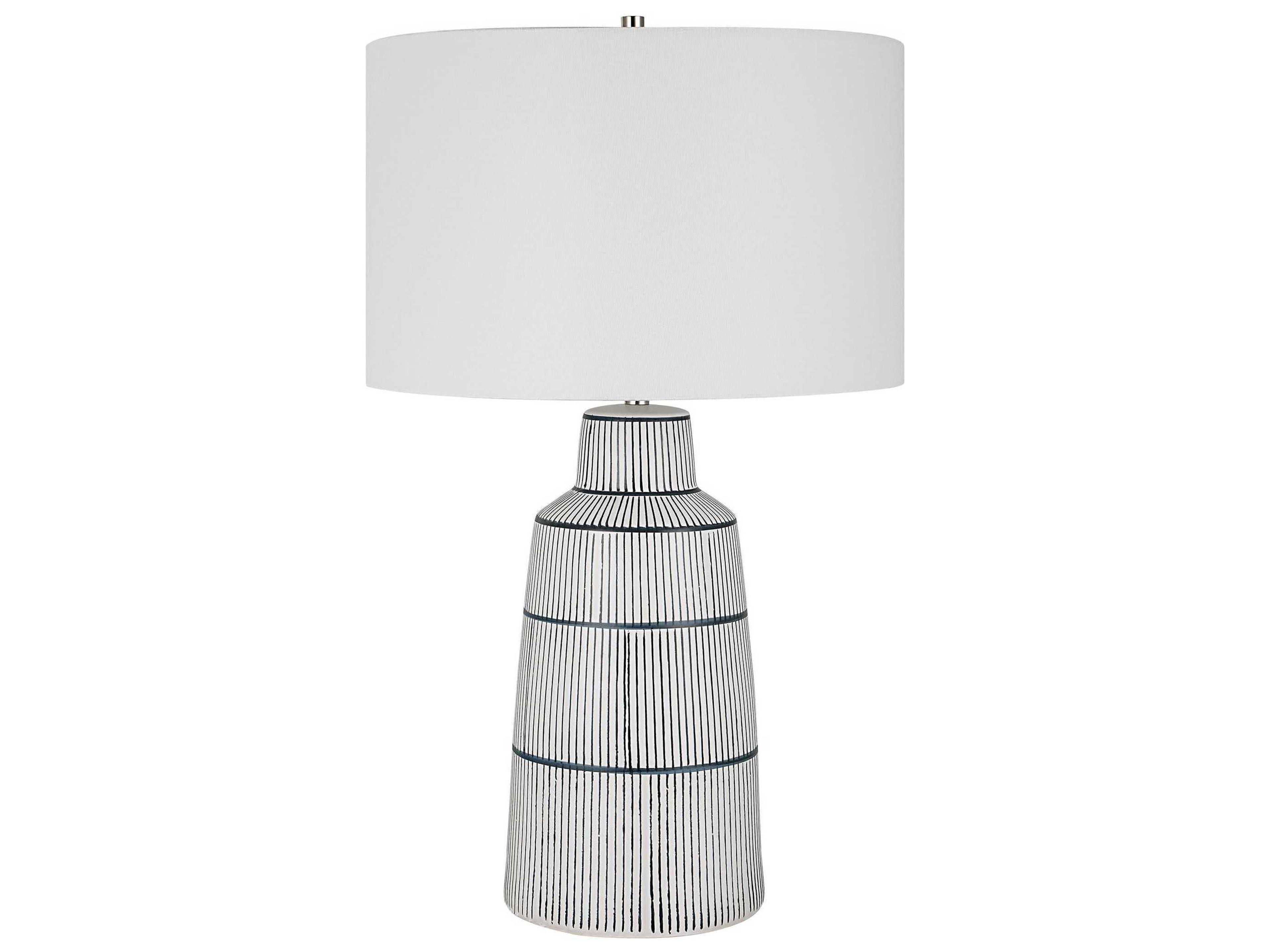 Uttermost Breton Rich Navy Blue Round Hardback Drum Buffet Lamp