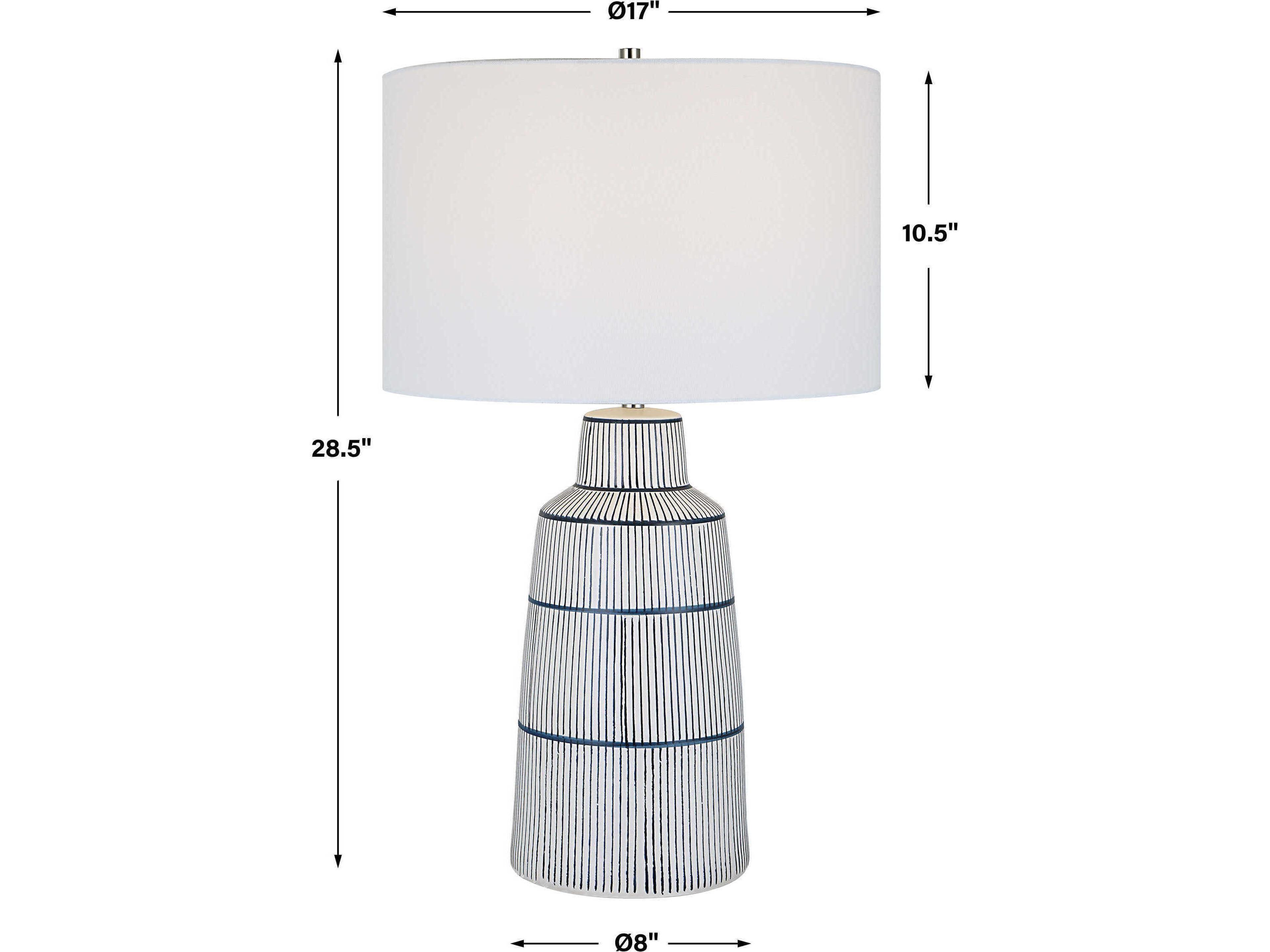 Uttermost Breton Rich Navy Blue Round Hardback Drum Buffet Lamp