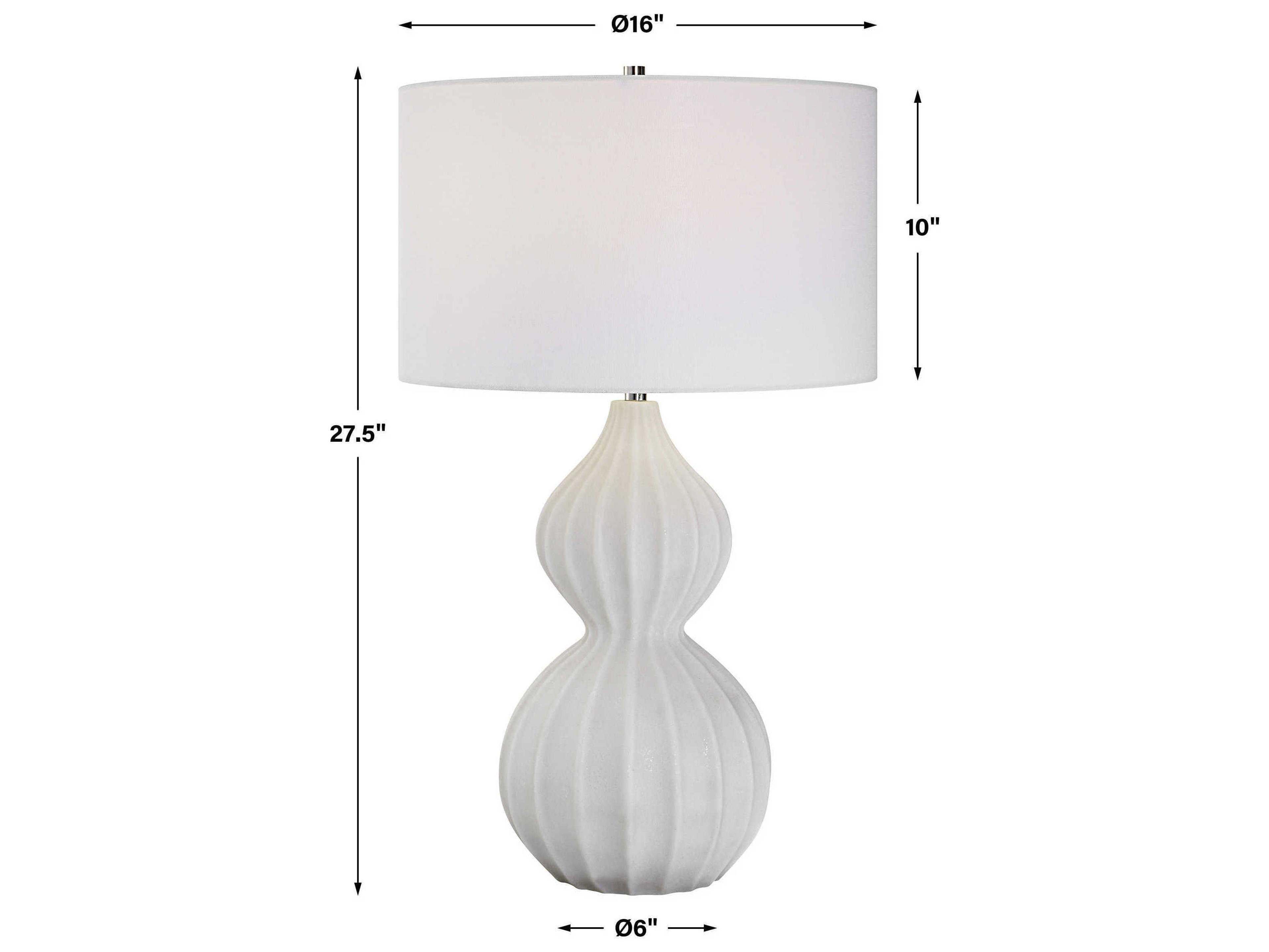 Uttermost Antoinette White Marble Polished Nickel Round Hardback Drum Buffet Lamp