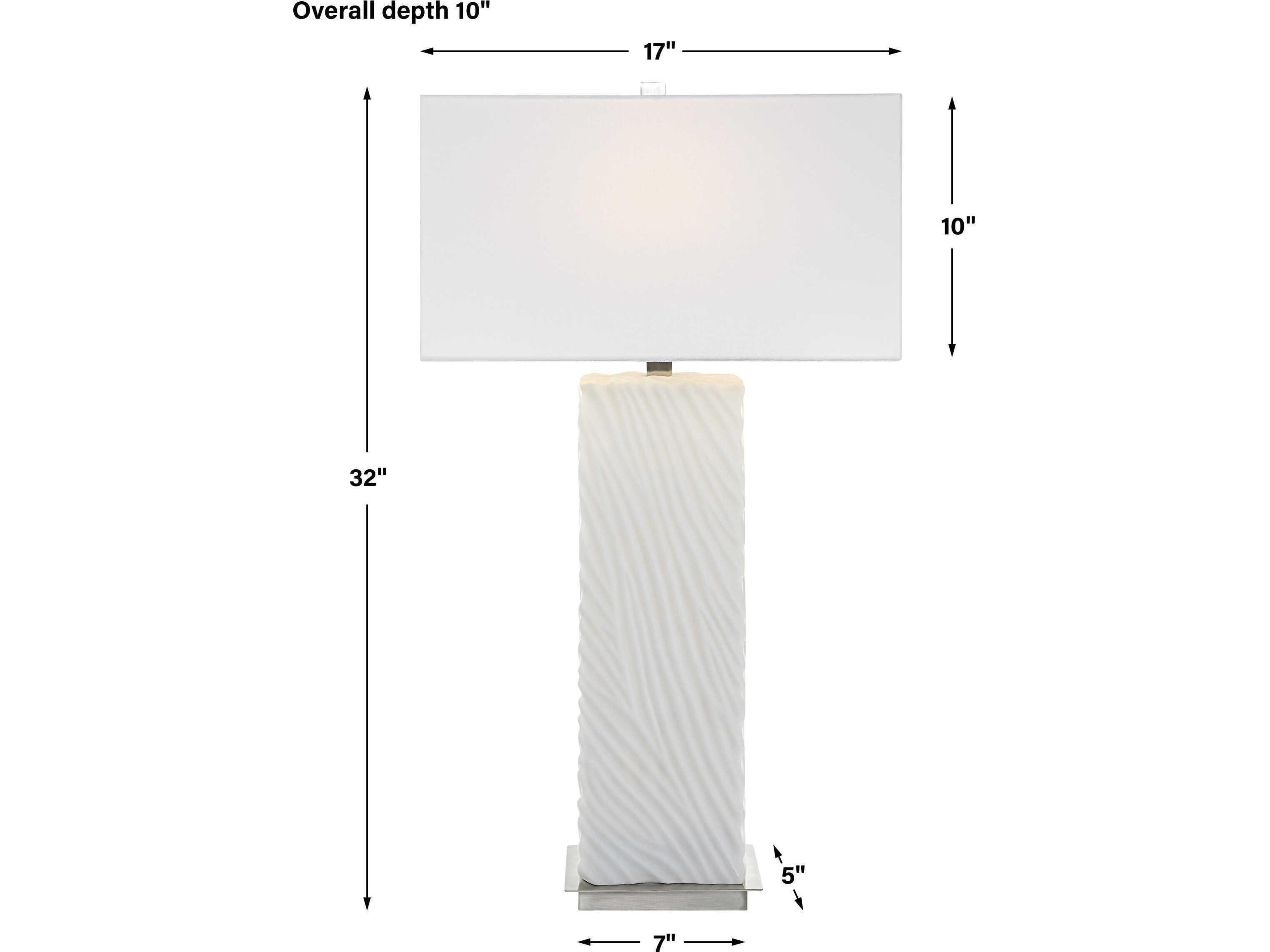 Uttermost Pillar White Marble Brushed Nickel Rectangle Hardback Buffet Lamp