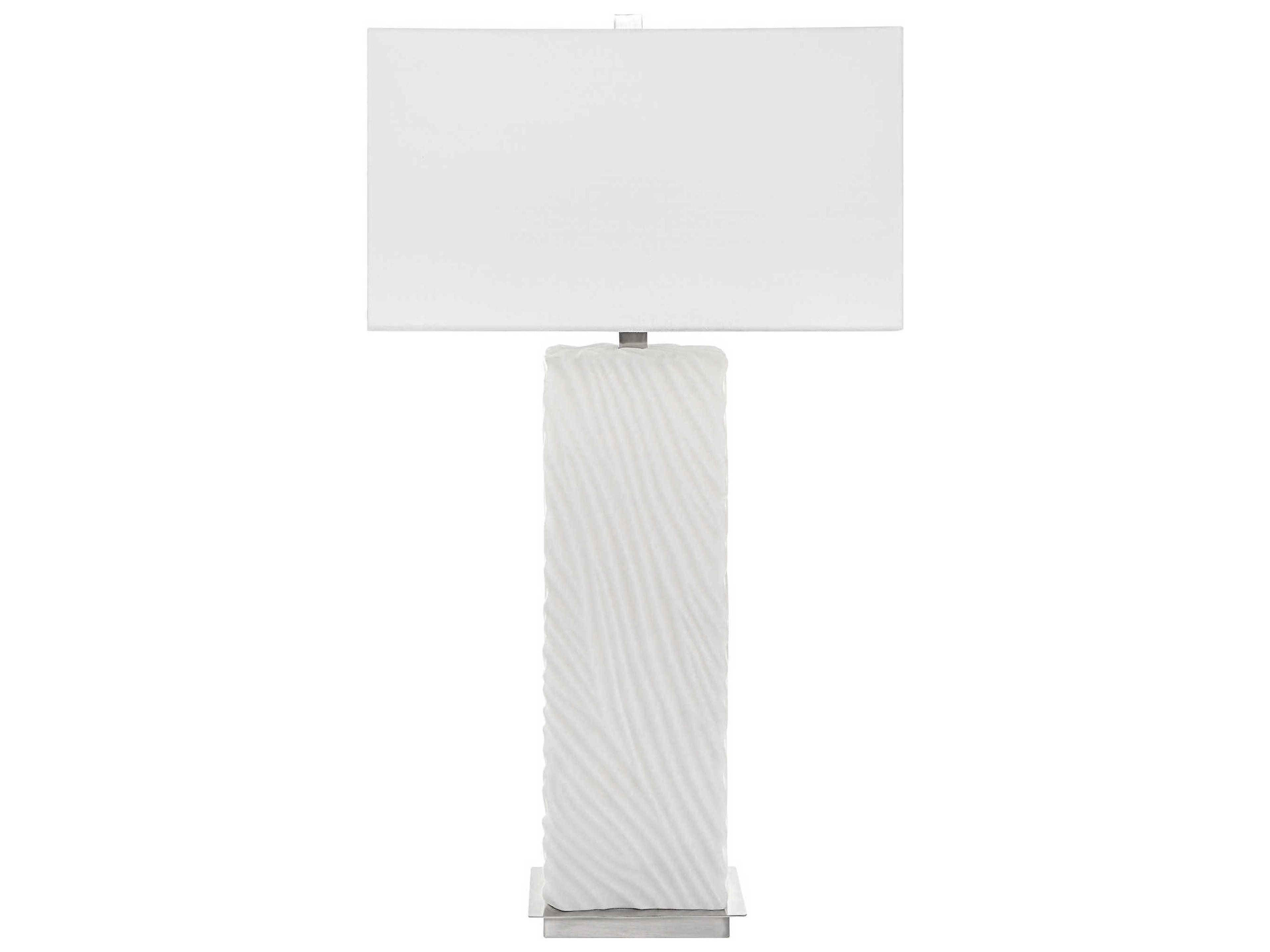 Uttermost Pillar White Marble Brushed Nickel Rectangle Hardback Buffet Lamp