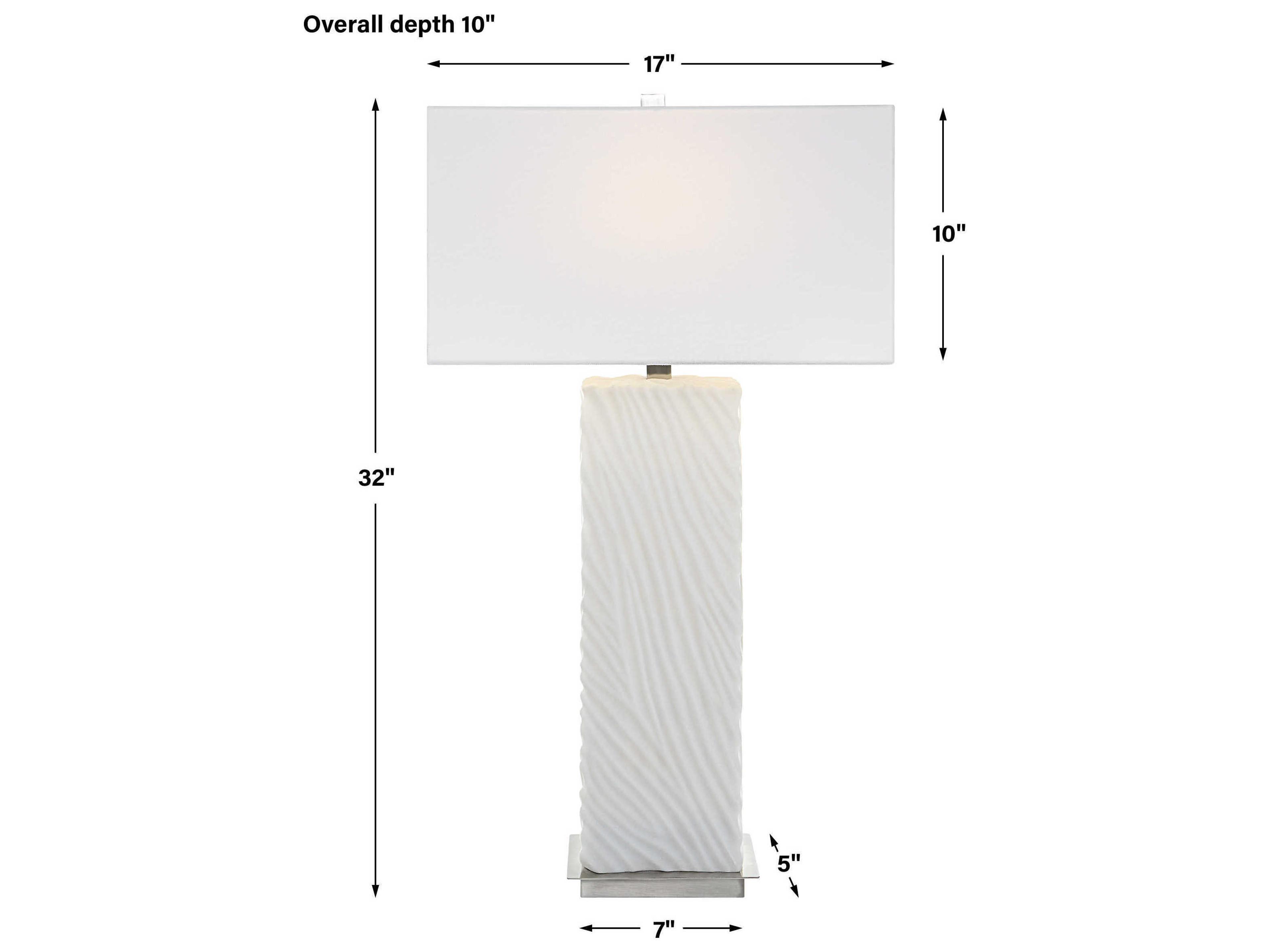 Uttermost Pillar White Marble Brushed Nickel Rectangle Hardback Buffet Lamp