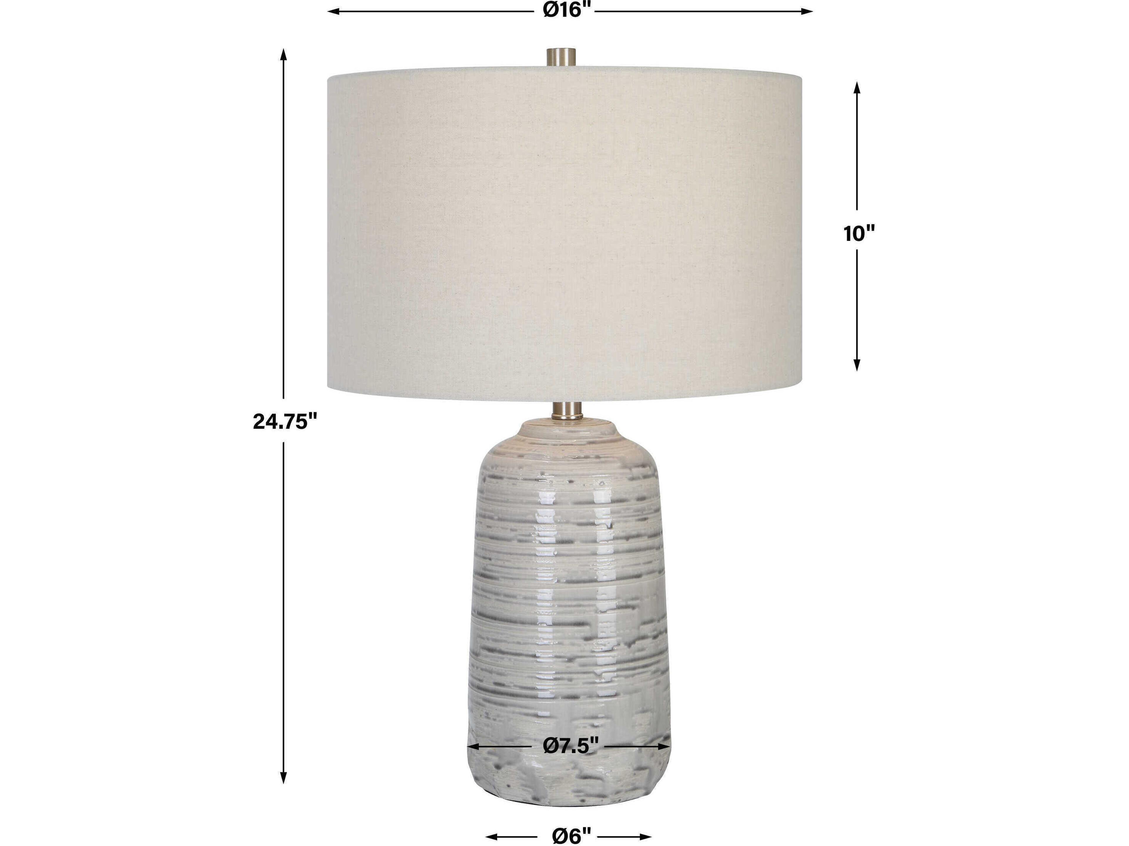 Uttermost Cyclone Ivory Glaze Round Hardback Drum Off White Table Lamp