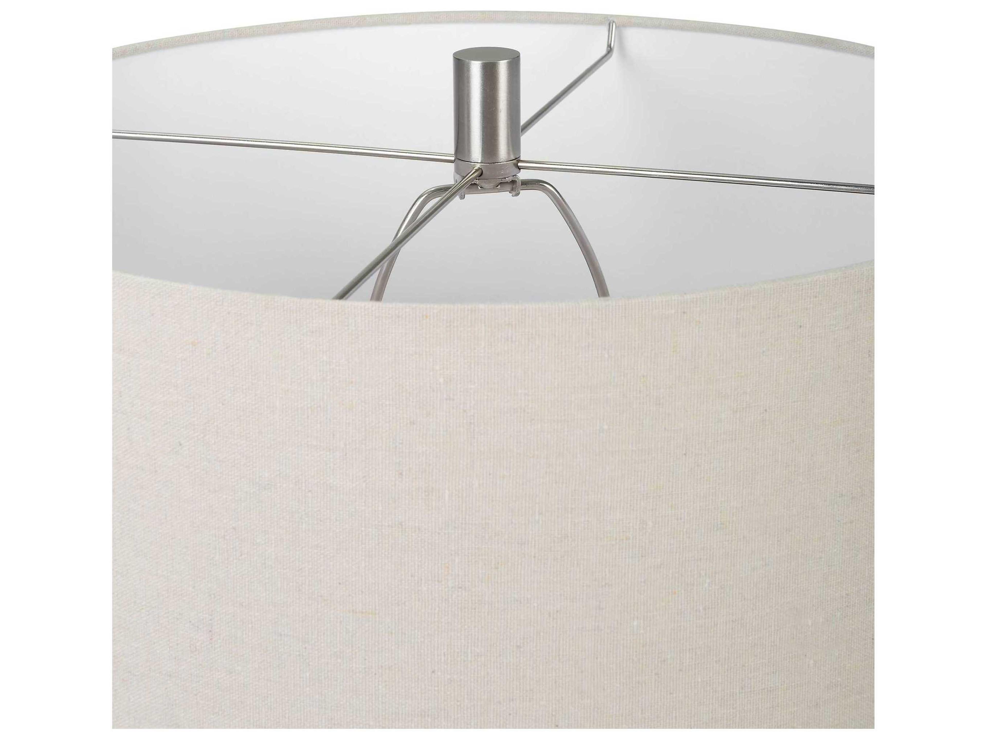 Uttermost Cyclone Ivory Glaze Round Hardback Drum Off White Table Lamp