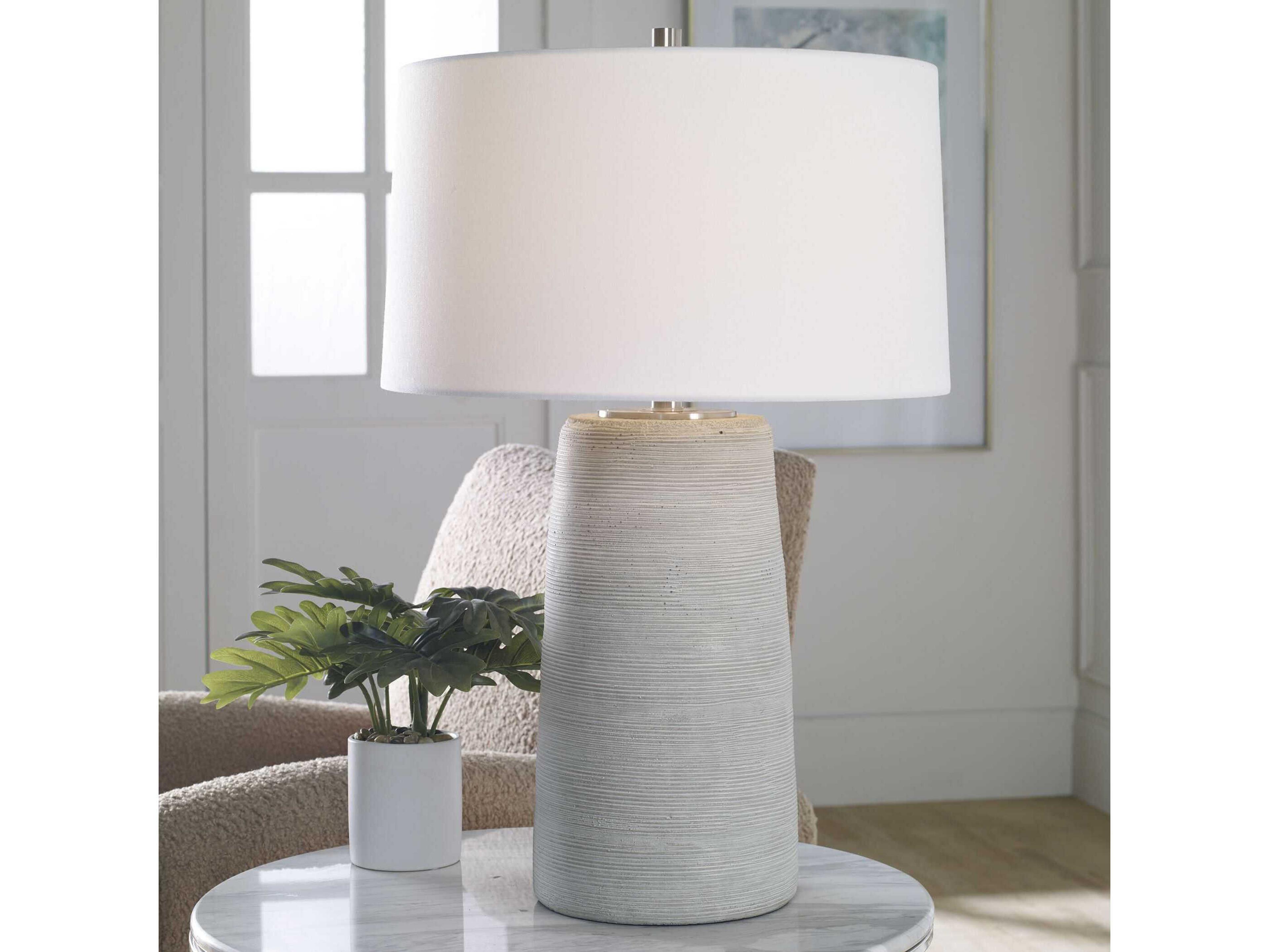 Uttermost Mountainscape Round Hardback Shade Gray Buffet Lamp