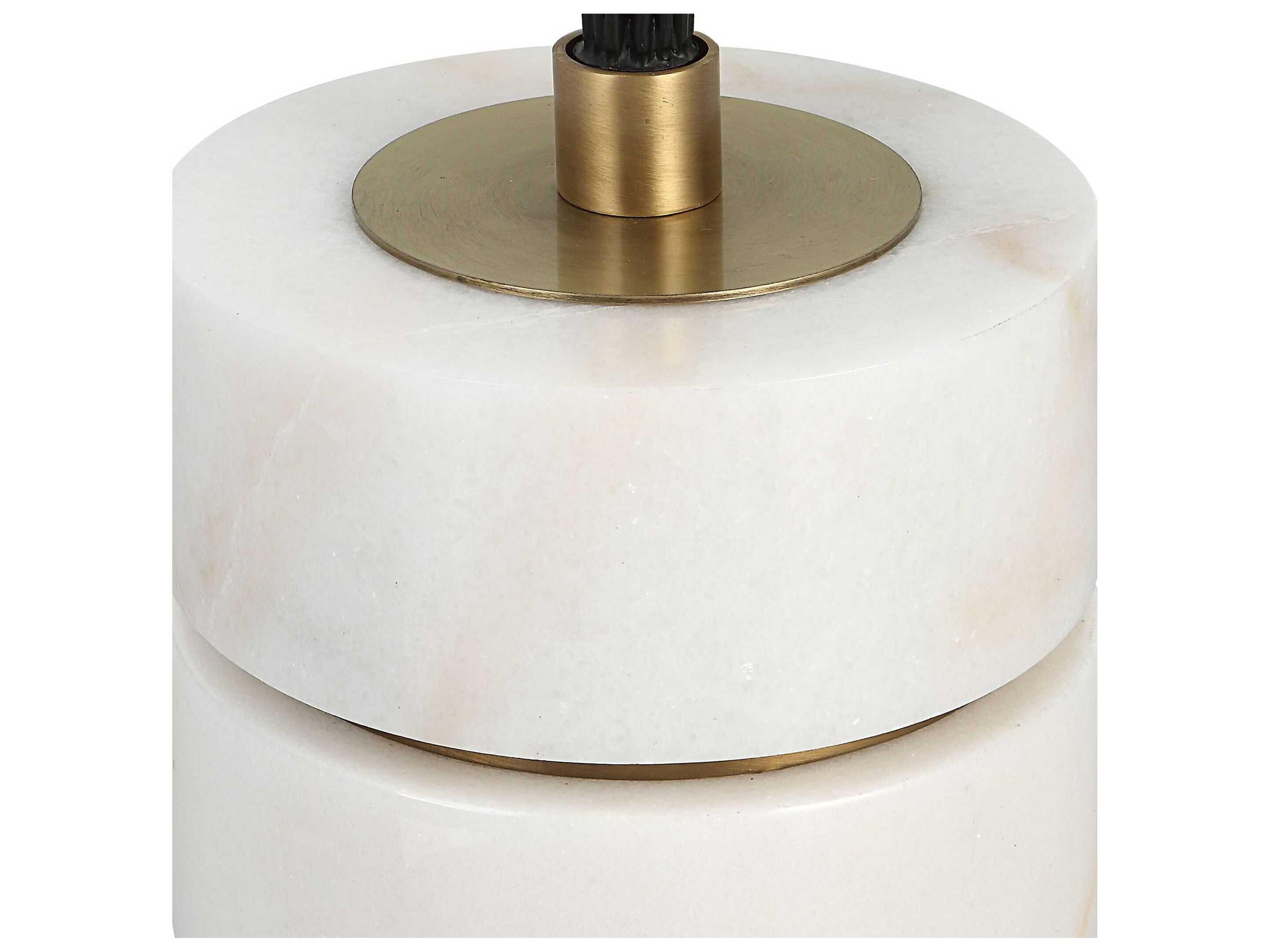 Uttermost Miraz Iron Brushed Brass Round Drum Hardback Shade Floor Lamp