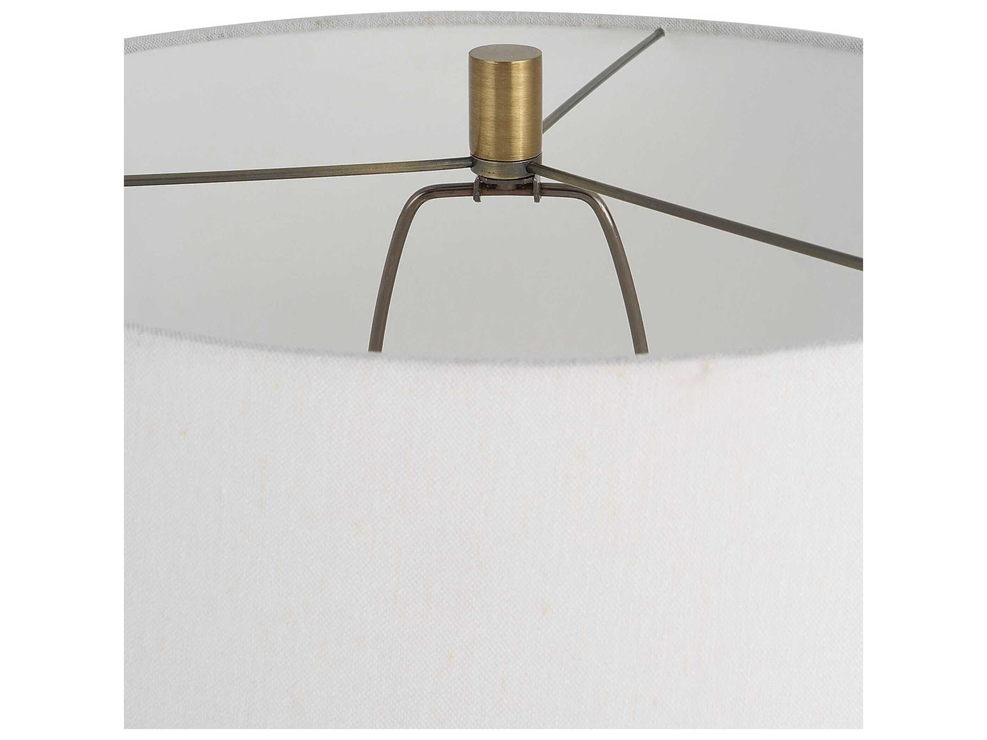 Uttermost Miraz Iron Brushed Brass Round Drum Hardback Shade Floor Lamp