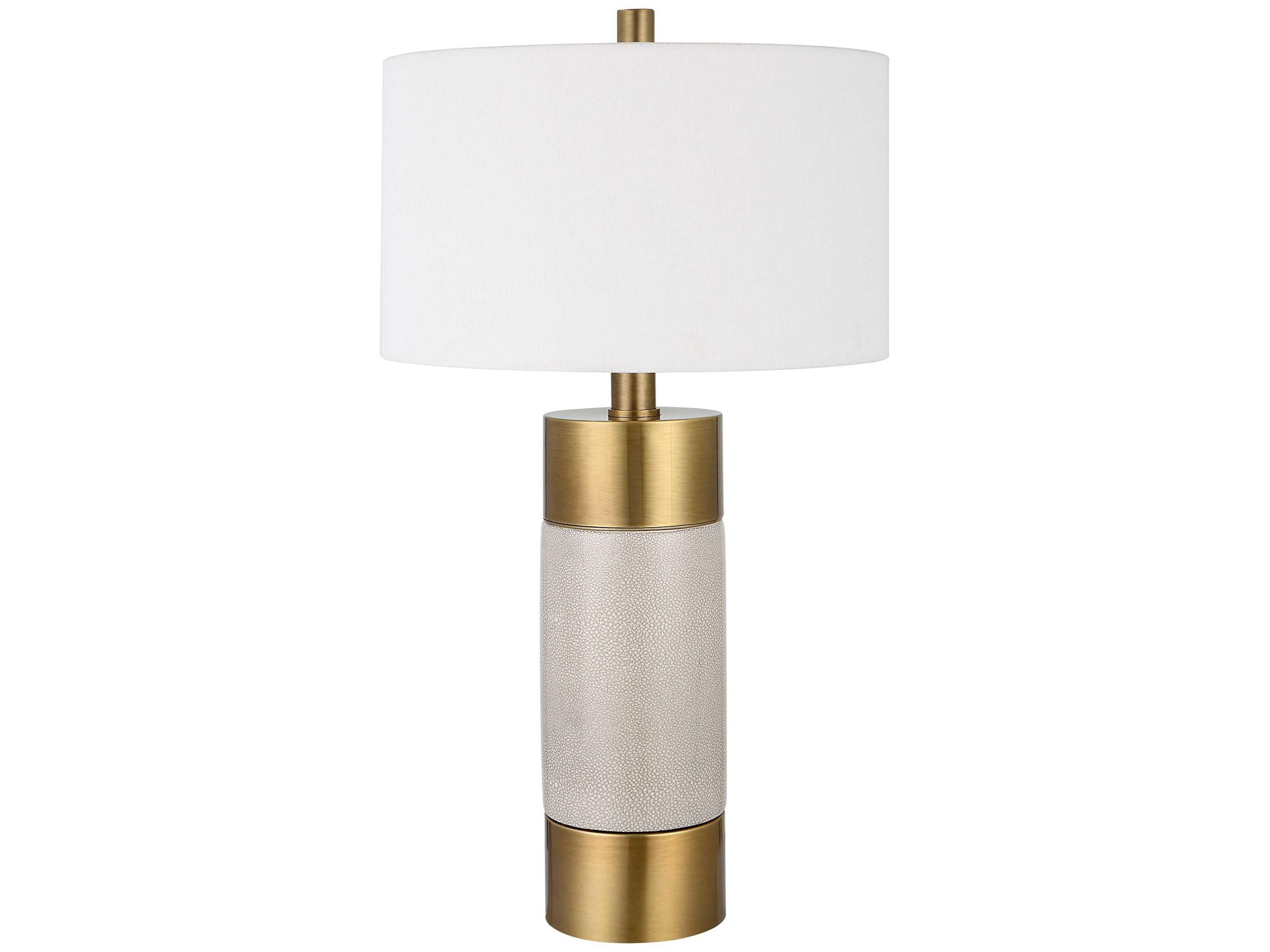 Uttermost Adelia Light Gray Round Drum Hardback Shade Gold Buffet Lamp