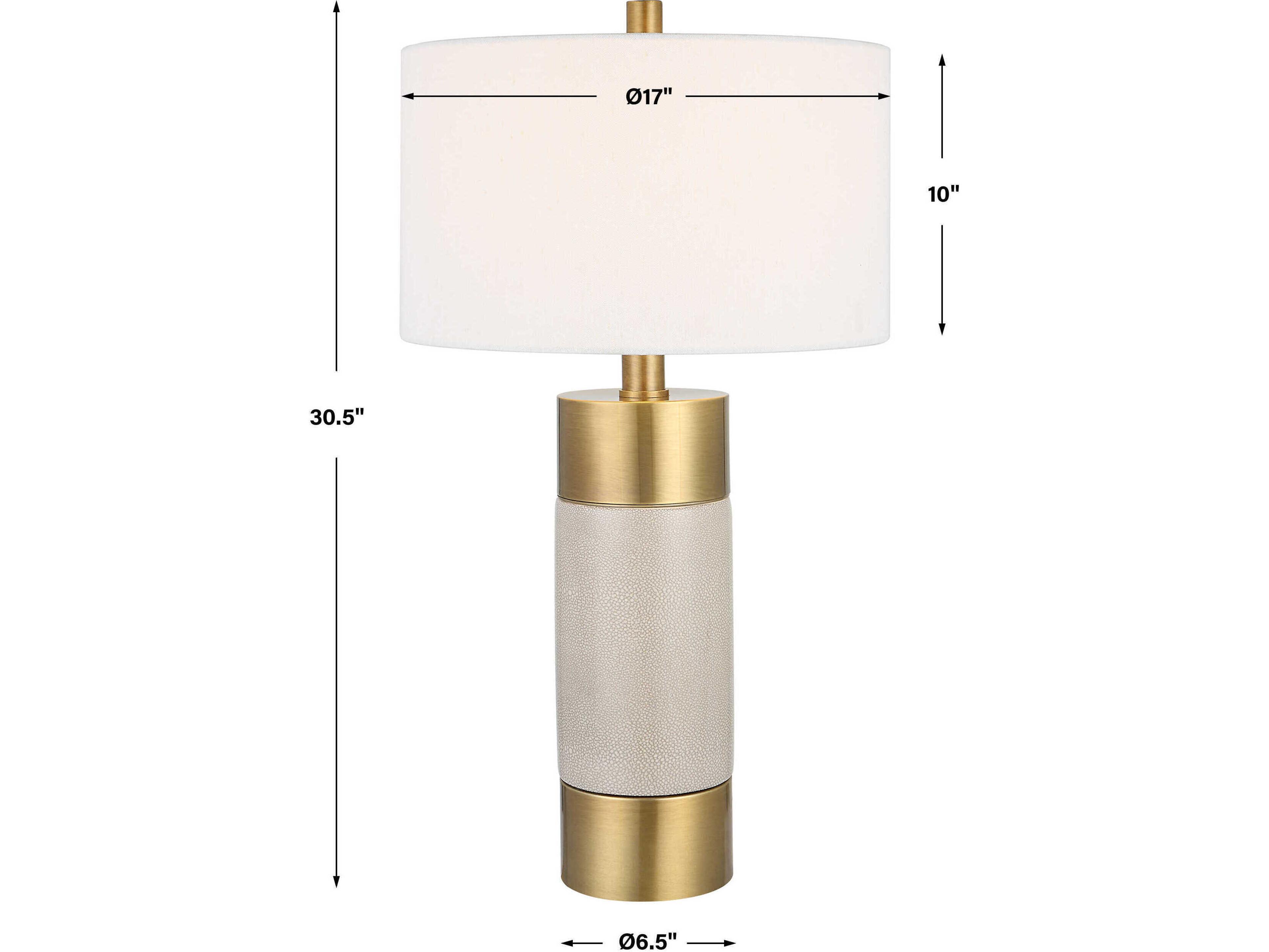 Uttermost Adelia Light Gray Round Drum Hardback Shade Gold Buffet Lamp