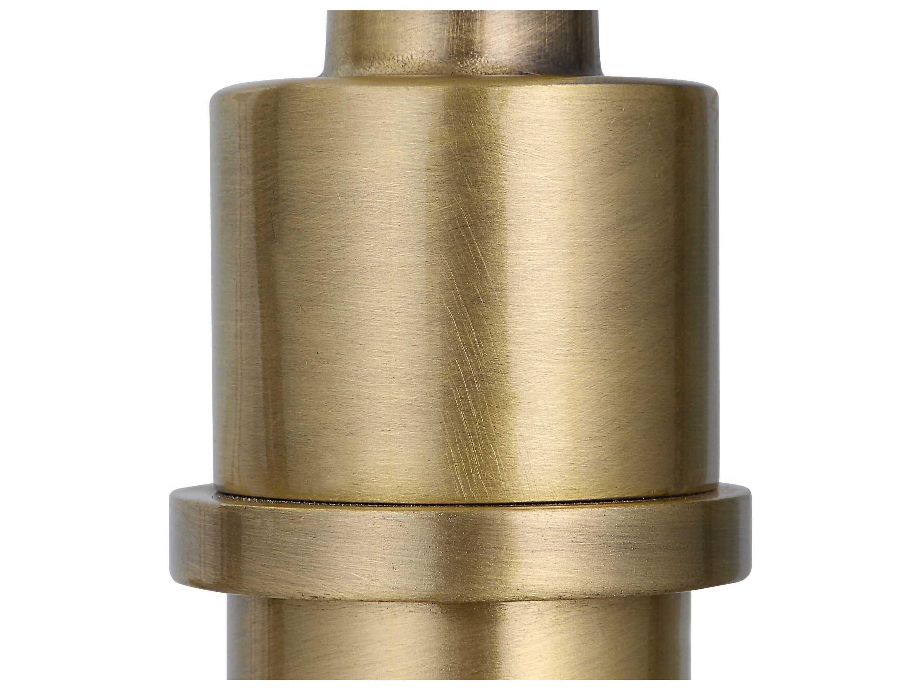 Uttermost Huxford Antique Brushed Brass Round Drum Hardback Shade Floor Lamp