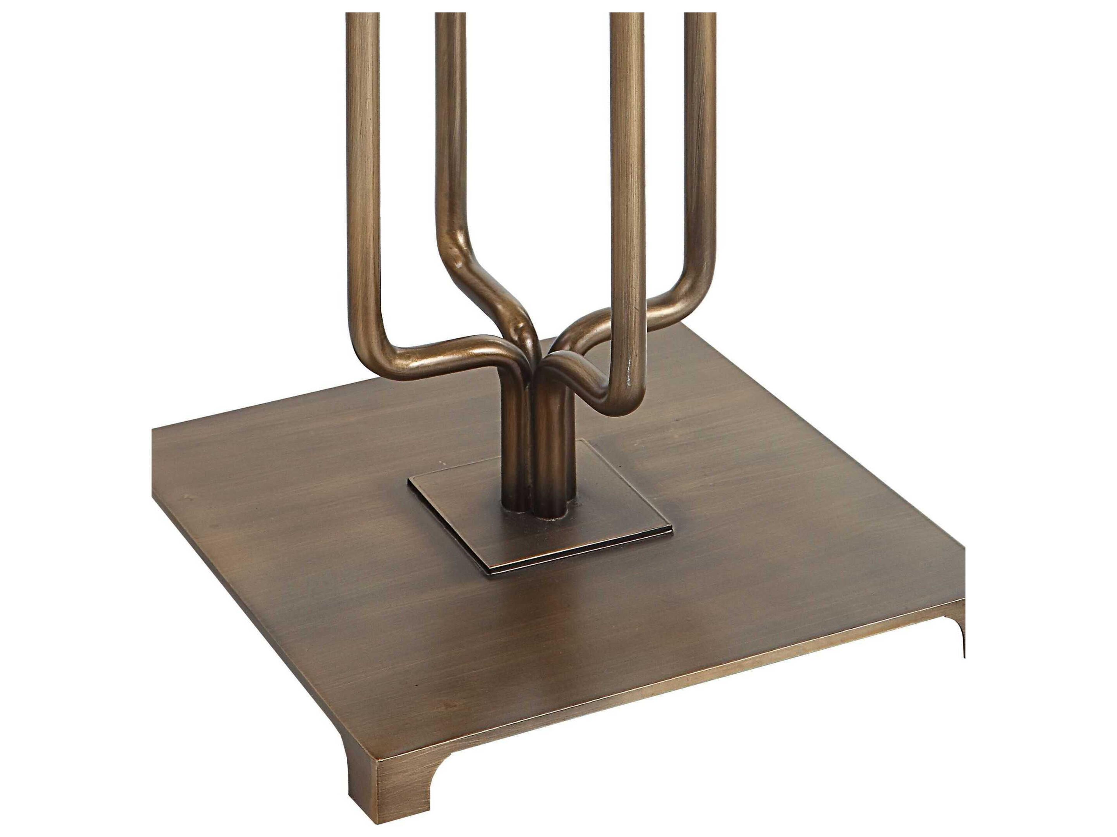 Uttermost Link Antique Brushed Gold Round Drum Hardback Floor Lamp