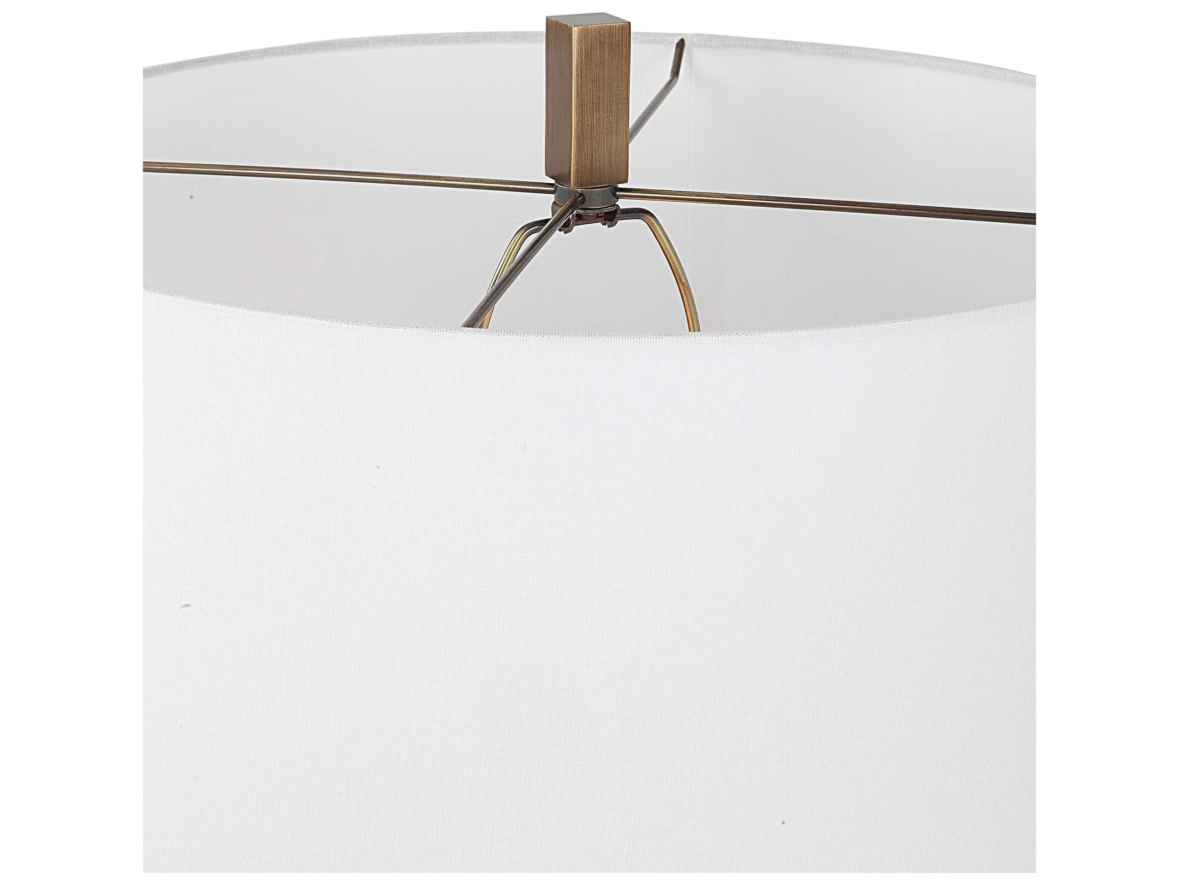 Uttermost Link Antique Brushed Gold Round Drum Hardback Floor Lamp