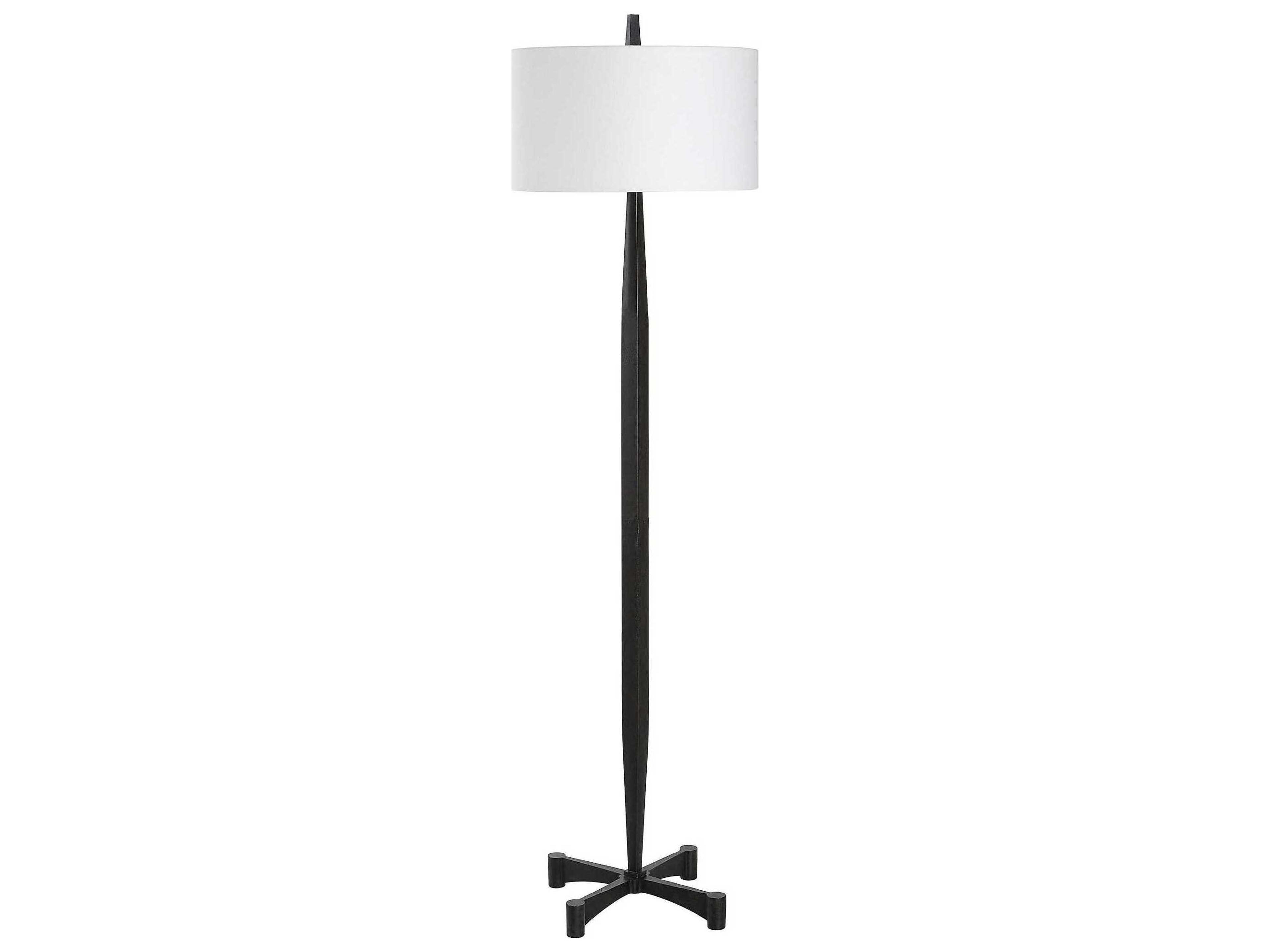 Uttermost Counteract Aged Black Round Hardback Shade Floor Lamp