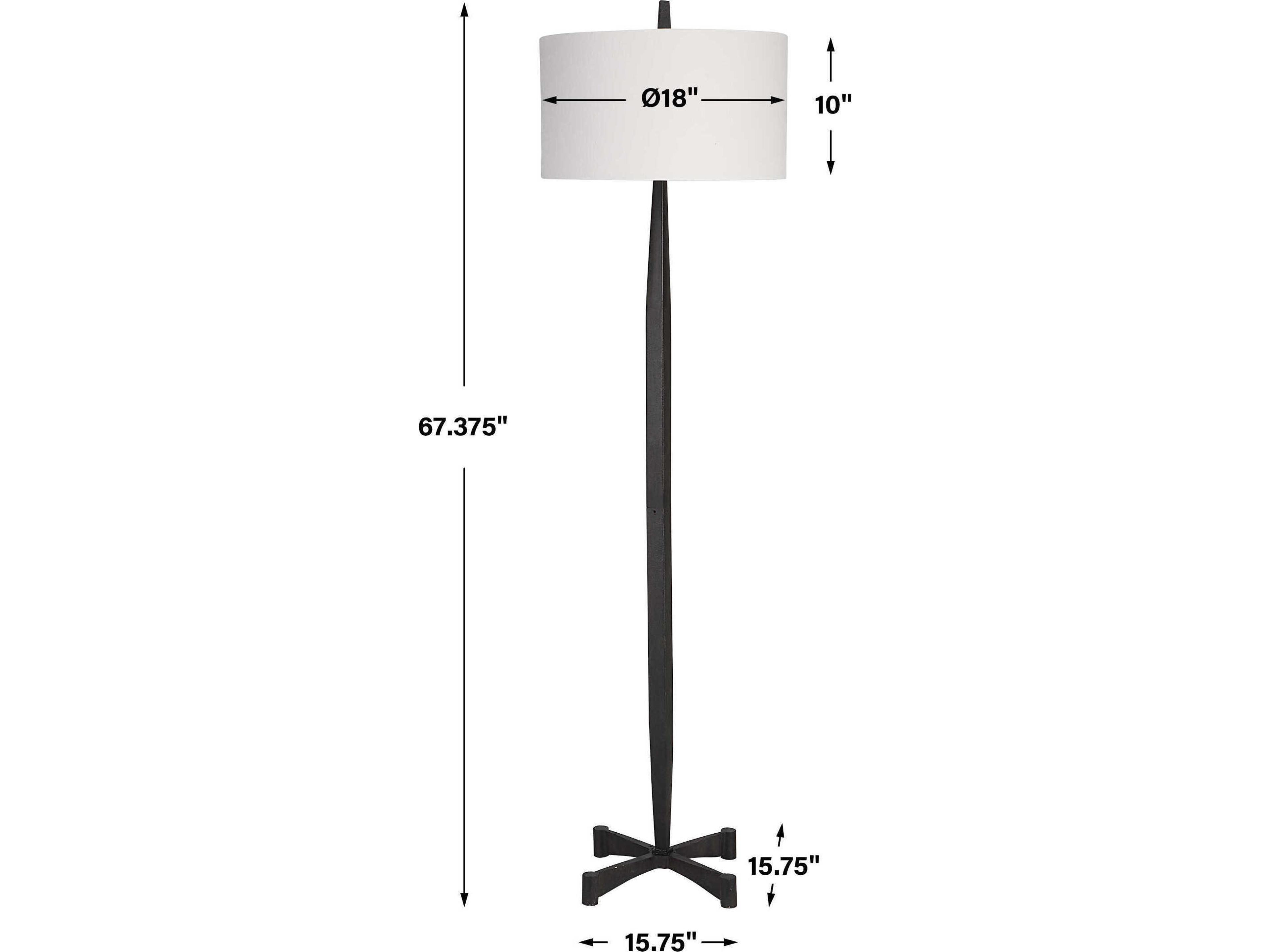 Uttermost Counteract Aged Black Round Hardback Shade Floor Lamp