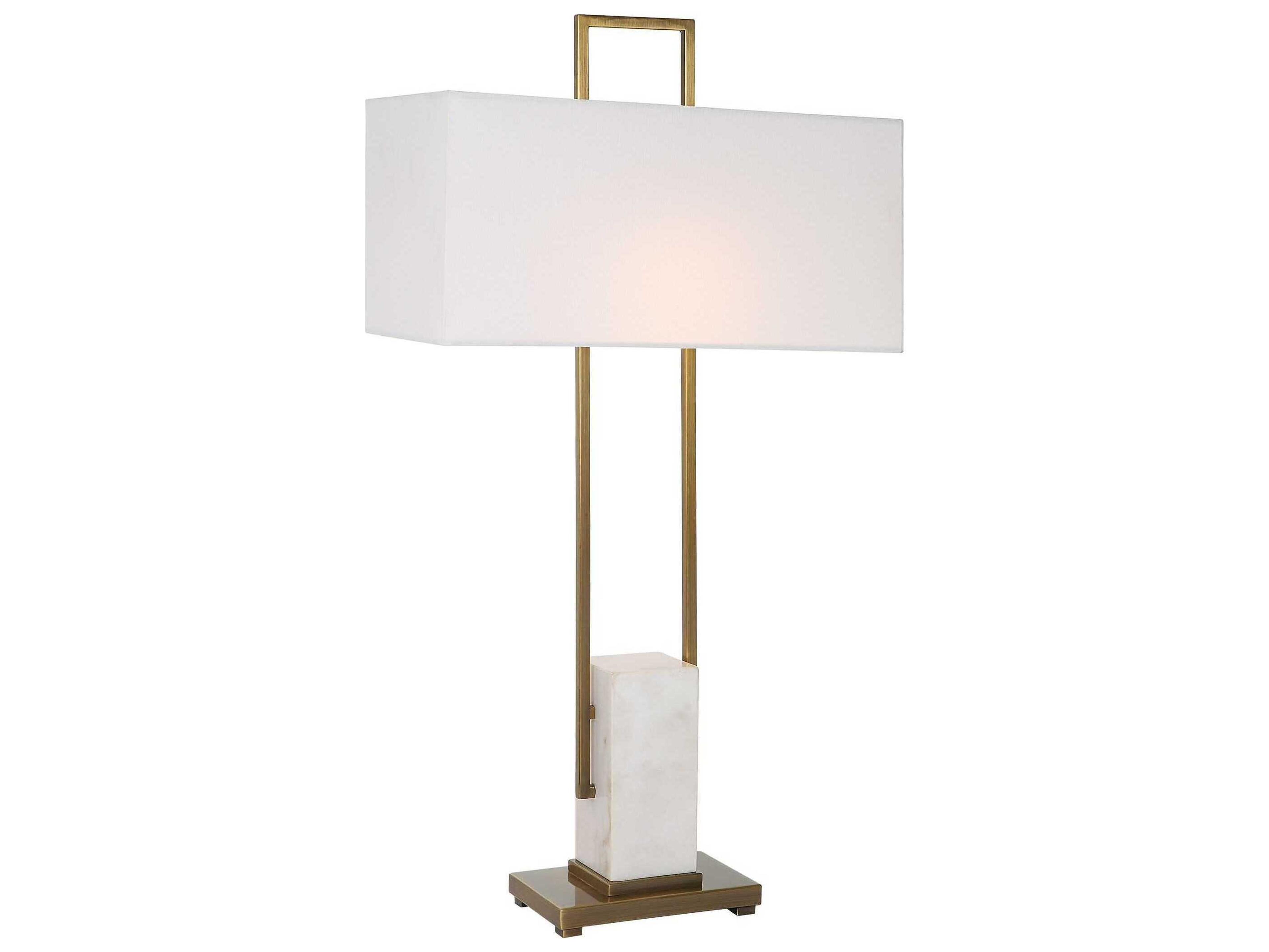 Uttermost Column White Rectangle Hardback Rolled Edge Buffet Lamp